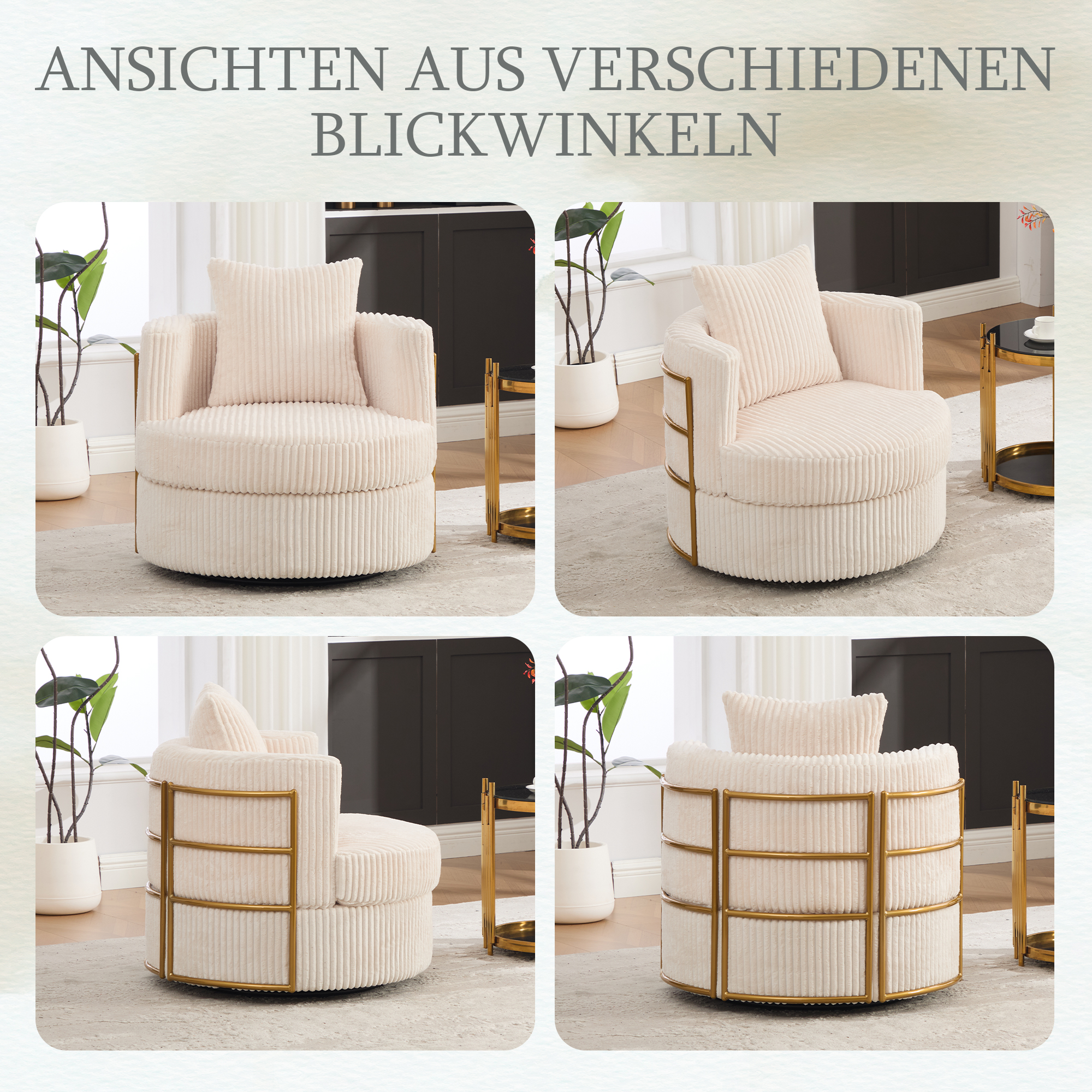 Canapé fauteuil pivotant 360° avec rangement sous l'assise et mousse haute densité pour salon ou chambre