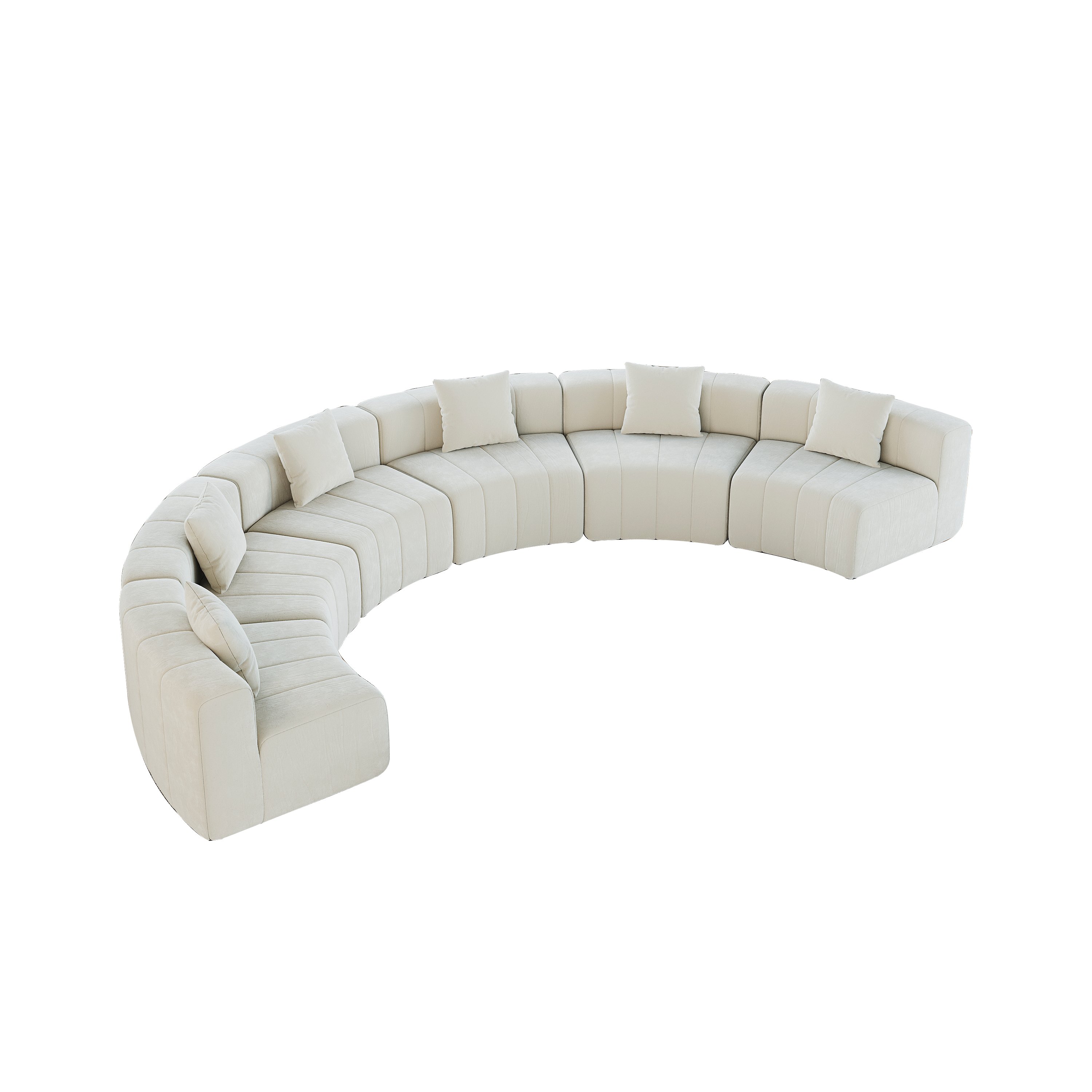 Canapé Modulable Beige en Chenille avec 2 Coussins Design Touches de Piano Sans Montage pour Salon Chambre Bureau