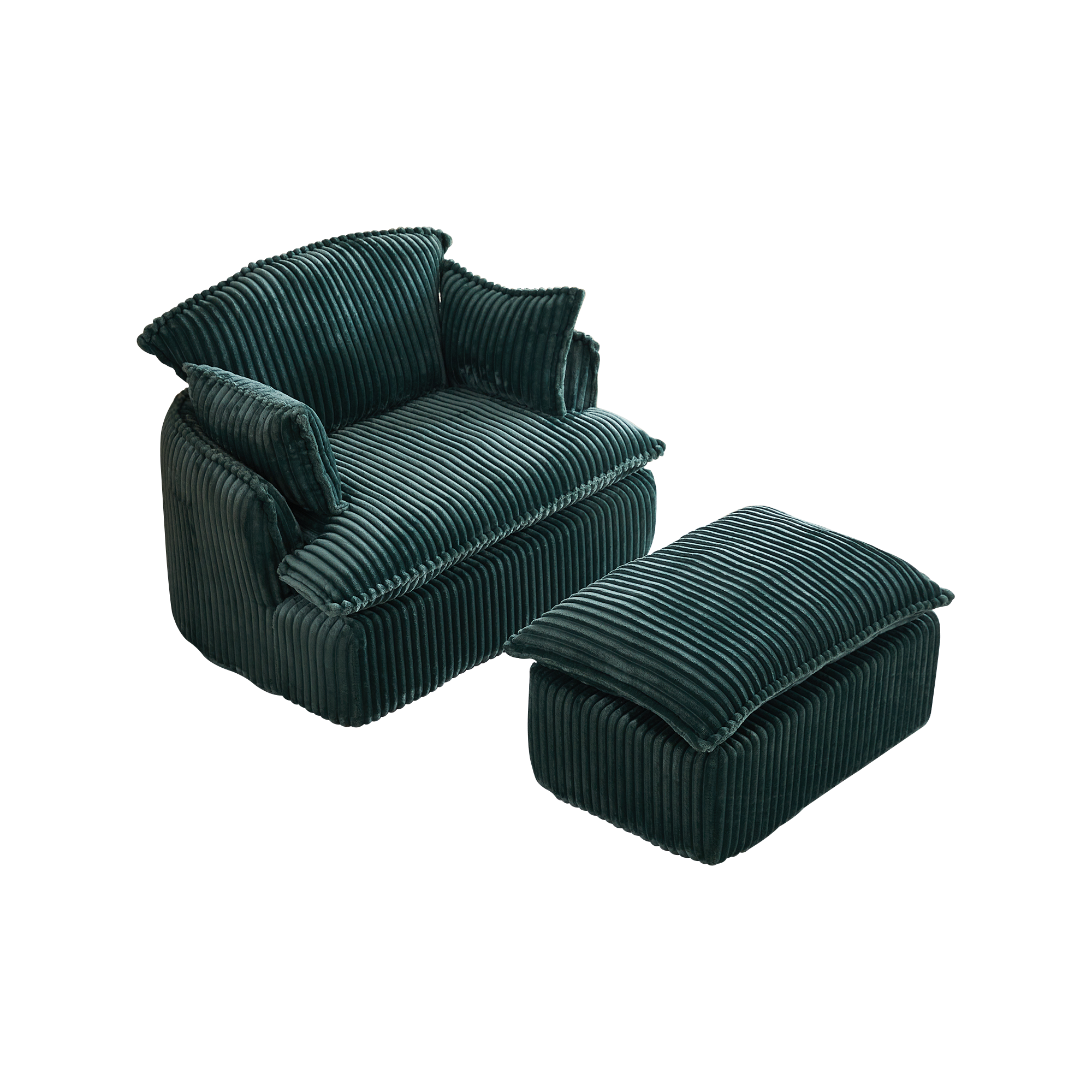 Fauteuil Compresse Dimensions 115x89x77 Cm Avec Repose-Pieds 101x41x65 Cm, Capacité Charge 180 Kg Couleur Verte Flanelle