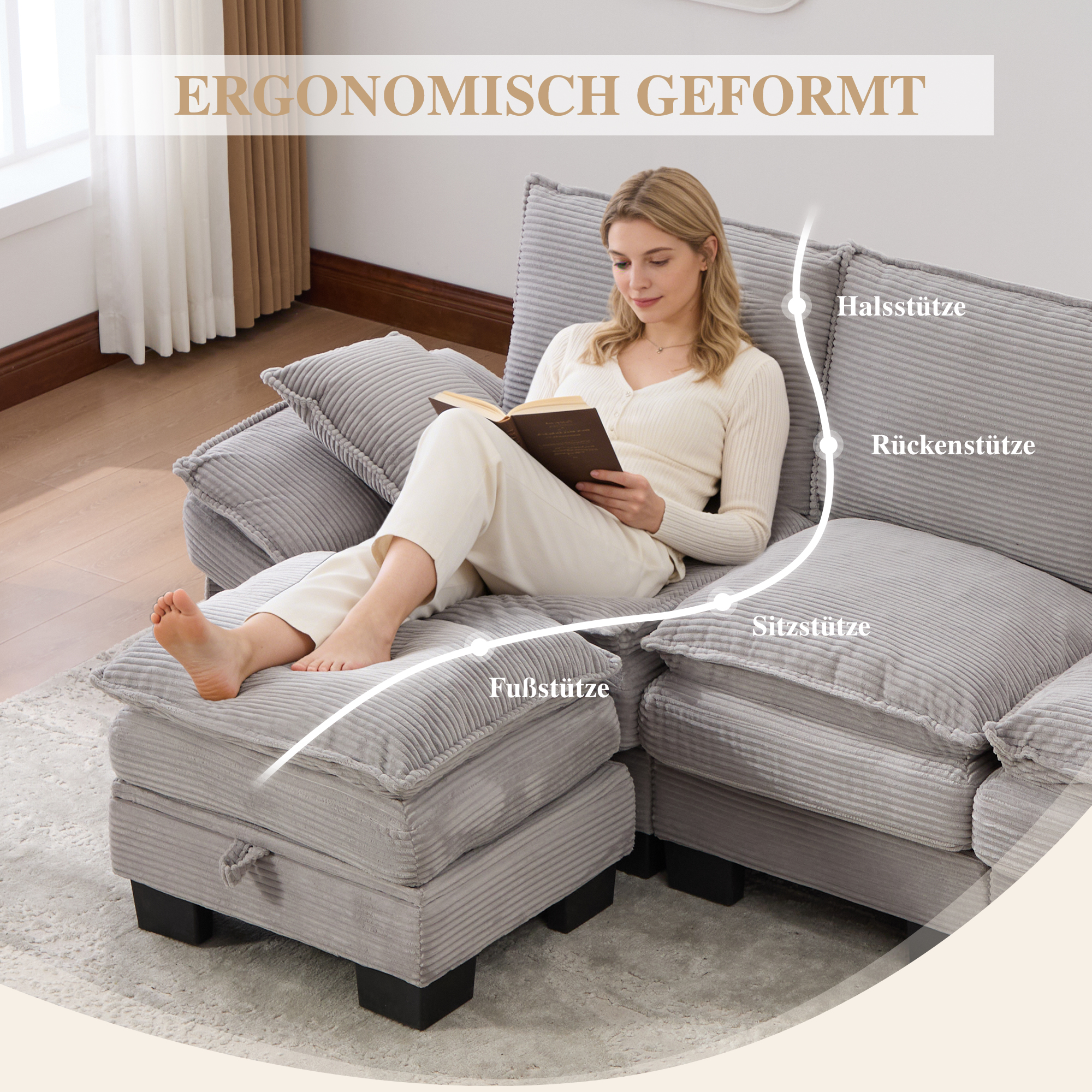 Assise large et ergonomique
