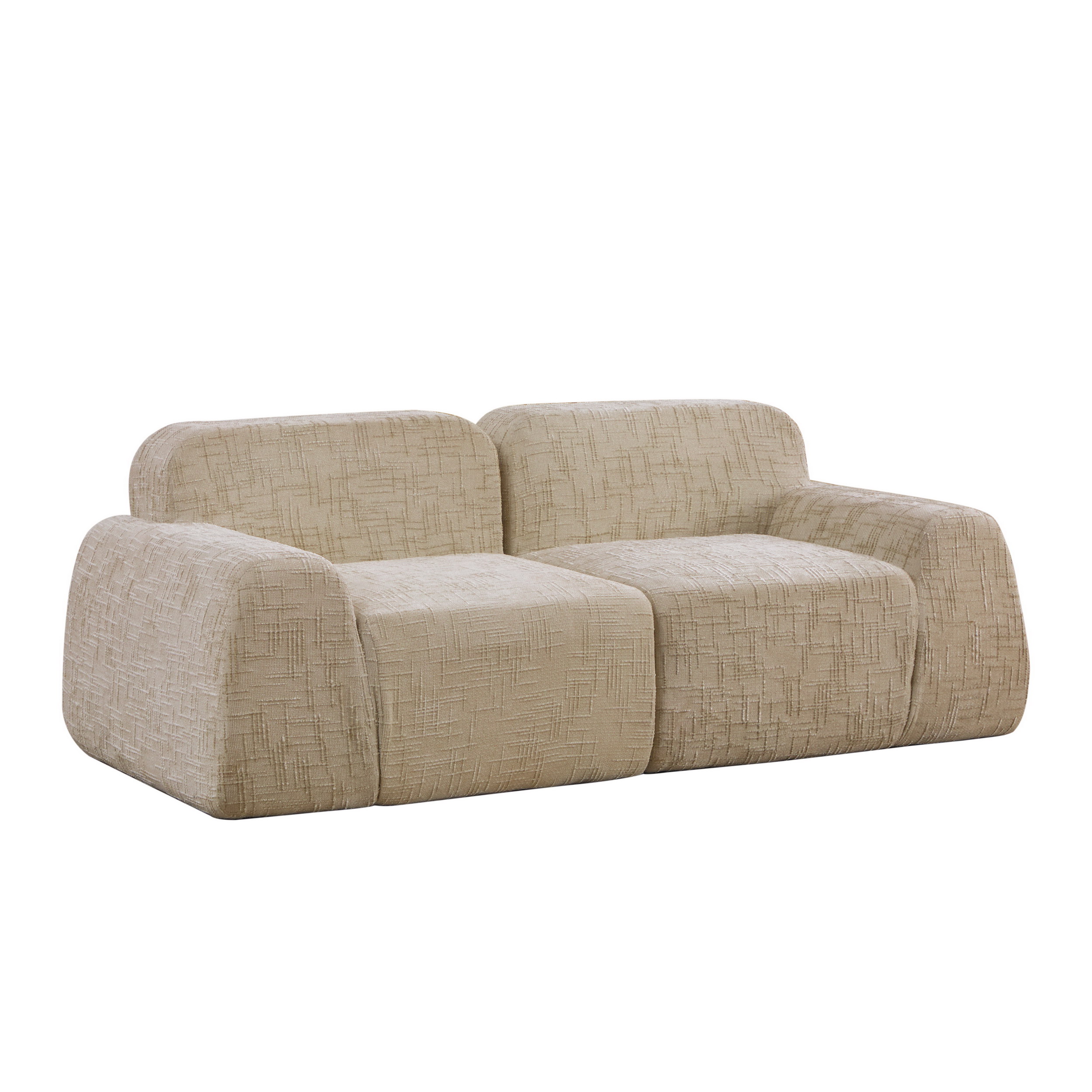 Canapé modulable Chenille 198x90,5 cm, Compressé Sans Montage, Coussin Mousse Haute Résilience, Couleur Beige Clair Pour Salon Moderne
