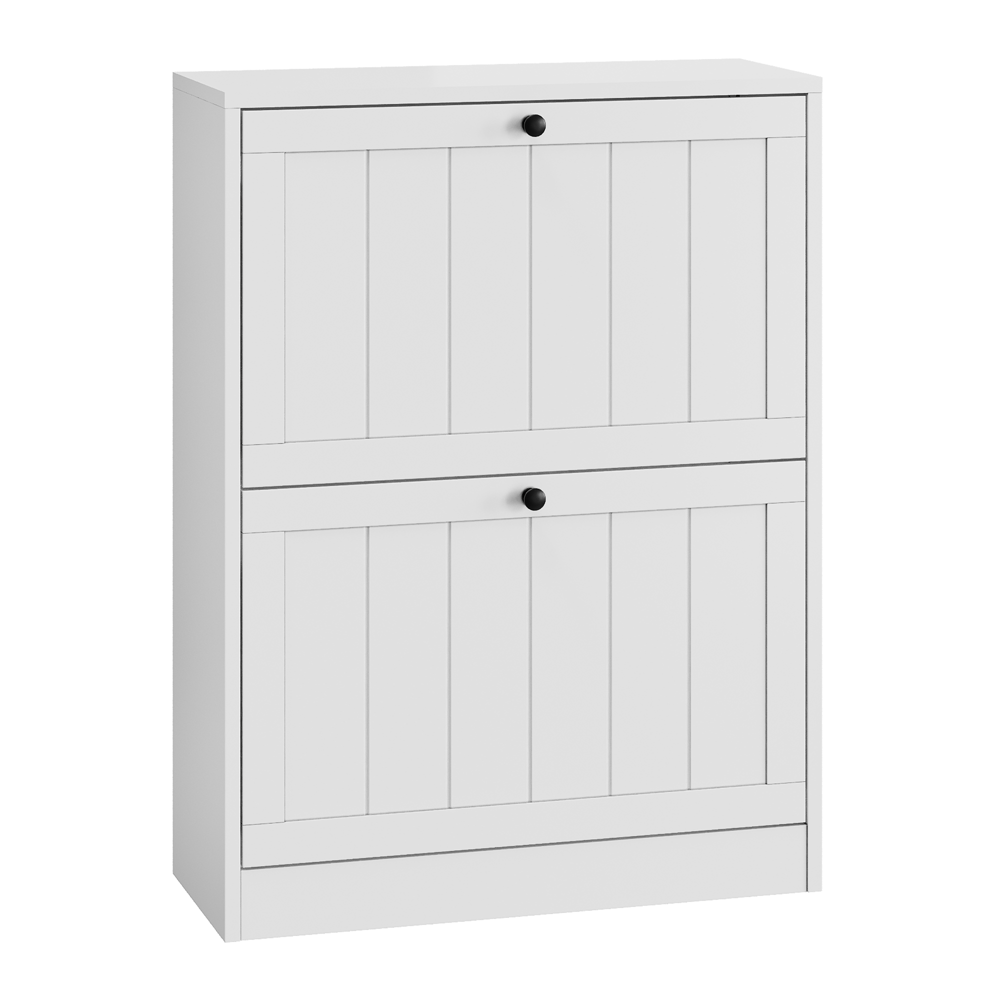Meuble à chaussures blanc 60x24x80 cm, Armoire entrée avec portes et tiroir, Design moderne Panneau composite de fibres de bois à densité