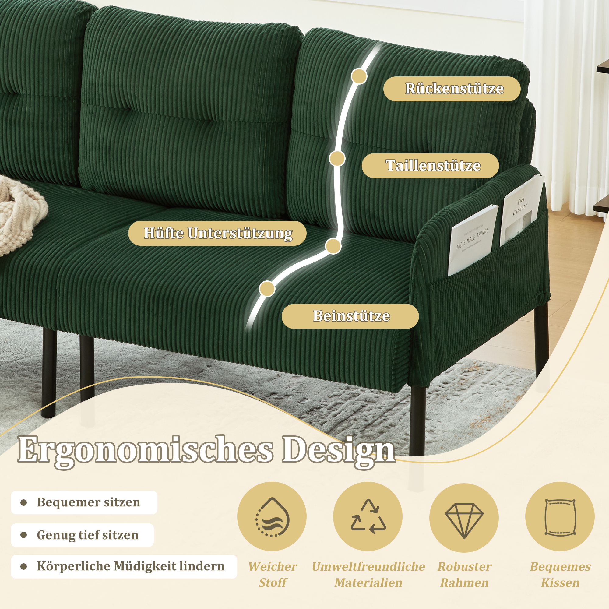 Dossier haut et accoudoirs ergonomiques