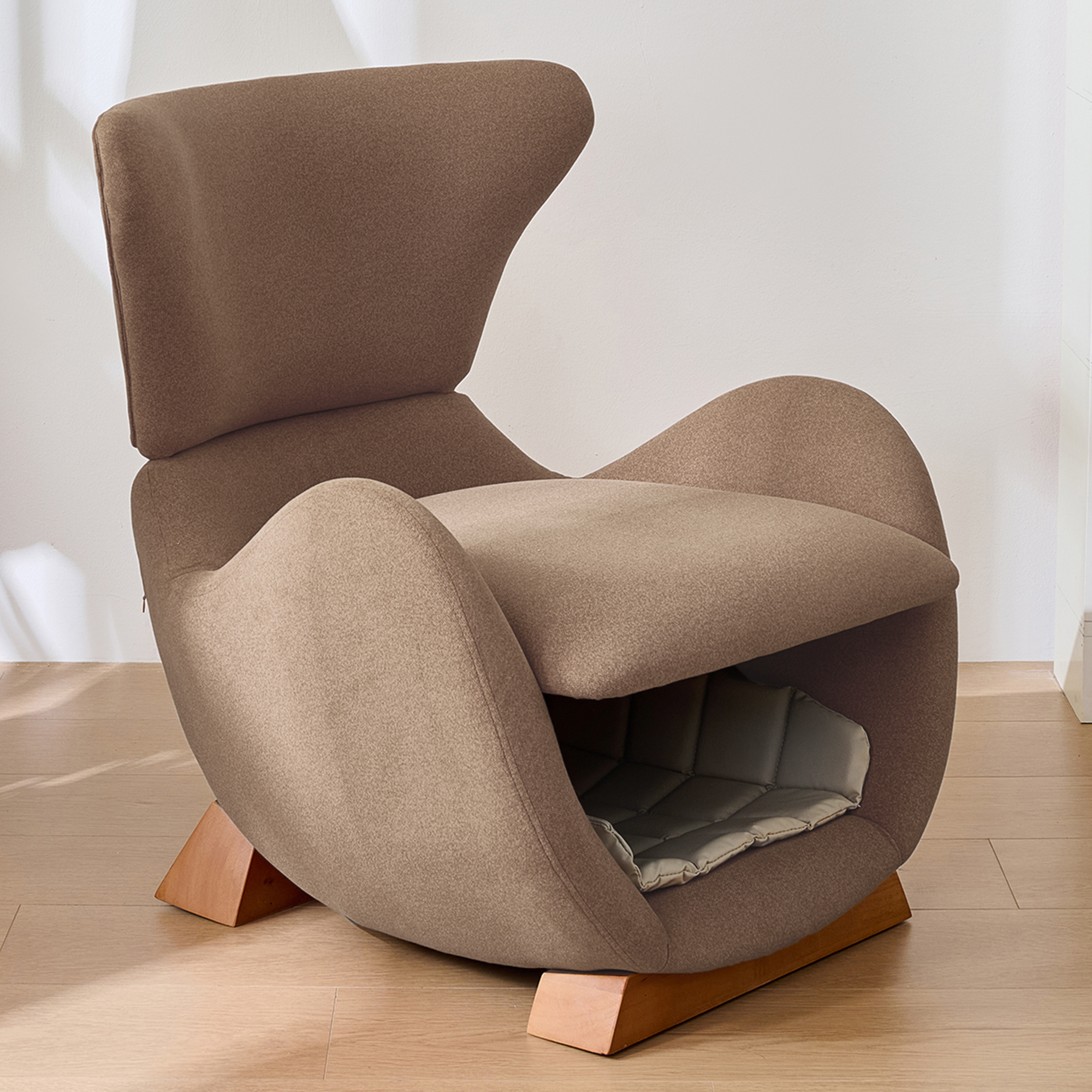 Canapé 1 place 66x69x76 cm avec niche 33x47x23 cm , tissu anti-griffes marron