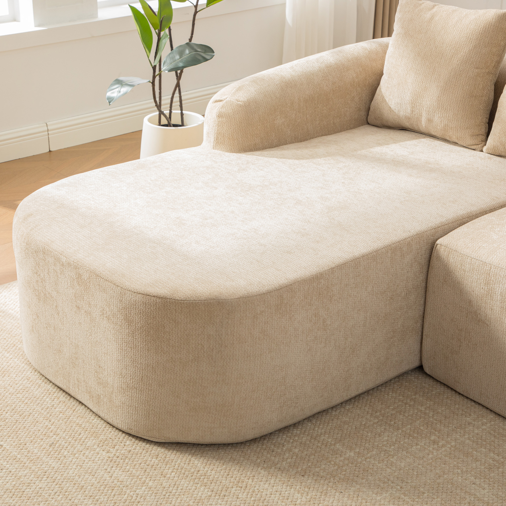 Méridienne Confortable Sans Montage, Extension Allongée pour Repos, Rembourrage Haute Élasticité et Retour Forme Immédiat