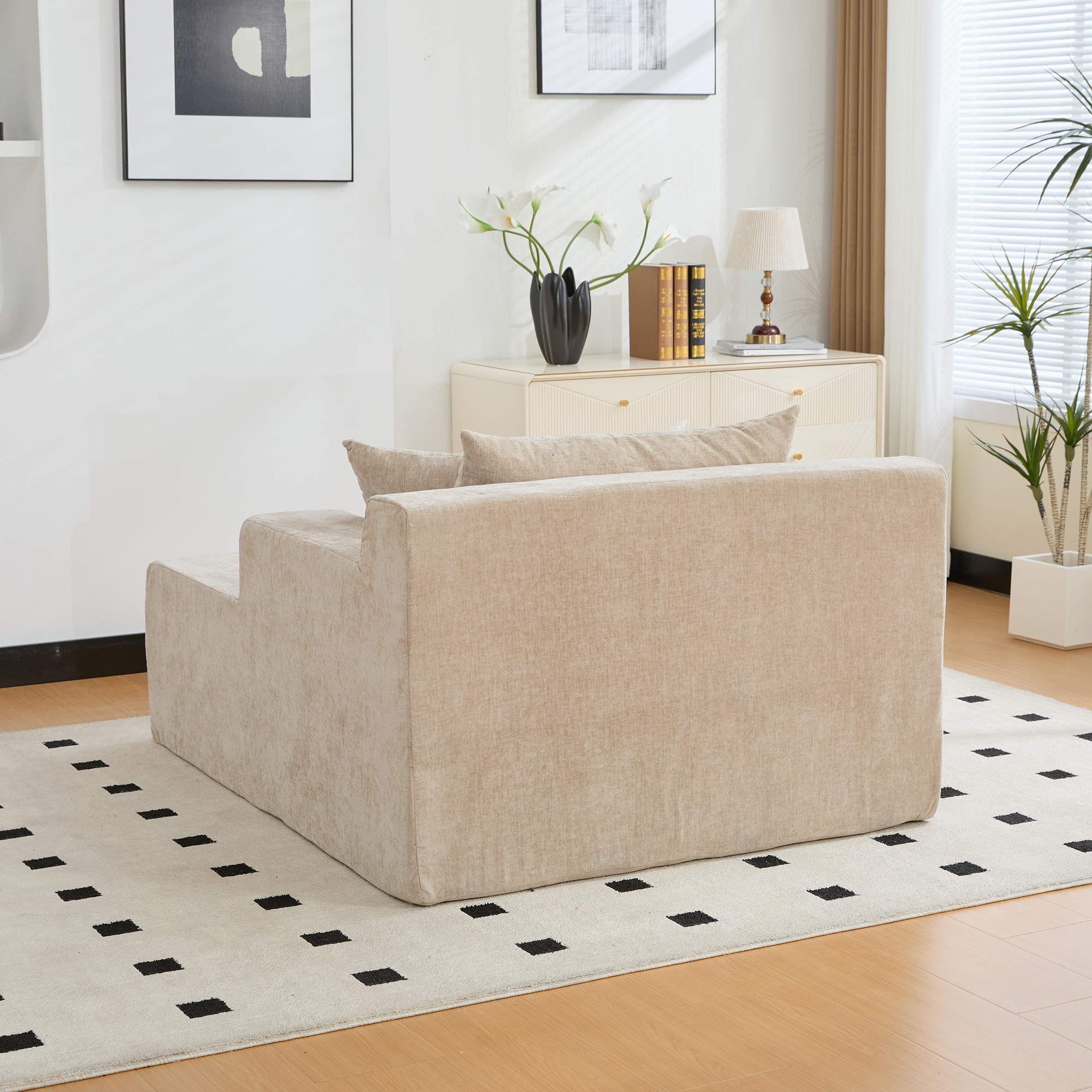 Méridienne Modulable avec Rangement Intégré et Sans Montage Nécessaire, Confort Immédiat et Coussin Inclus pour Salon Moderne