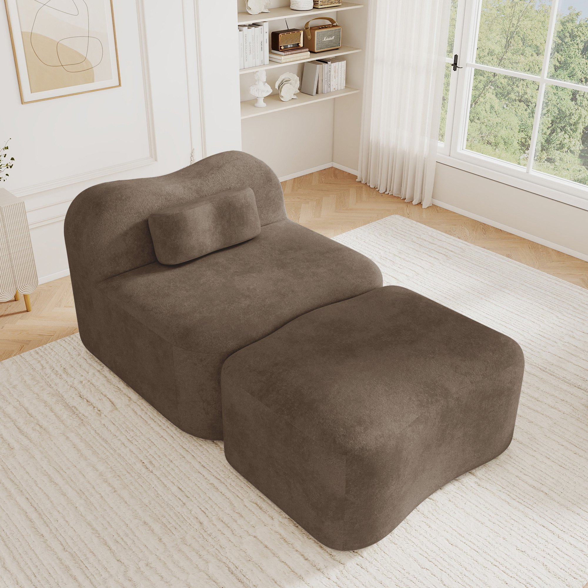 Canapé droit en tissu velours doux résistant aux plis, rembourrage mousse 32D et base anti-dérapante pour une stabilité optimale