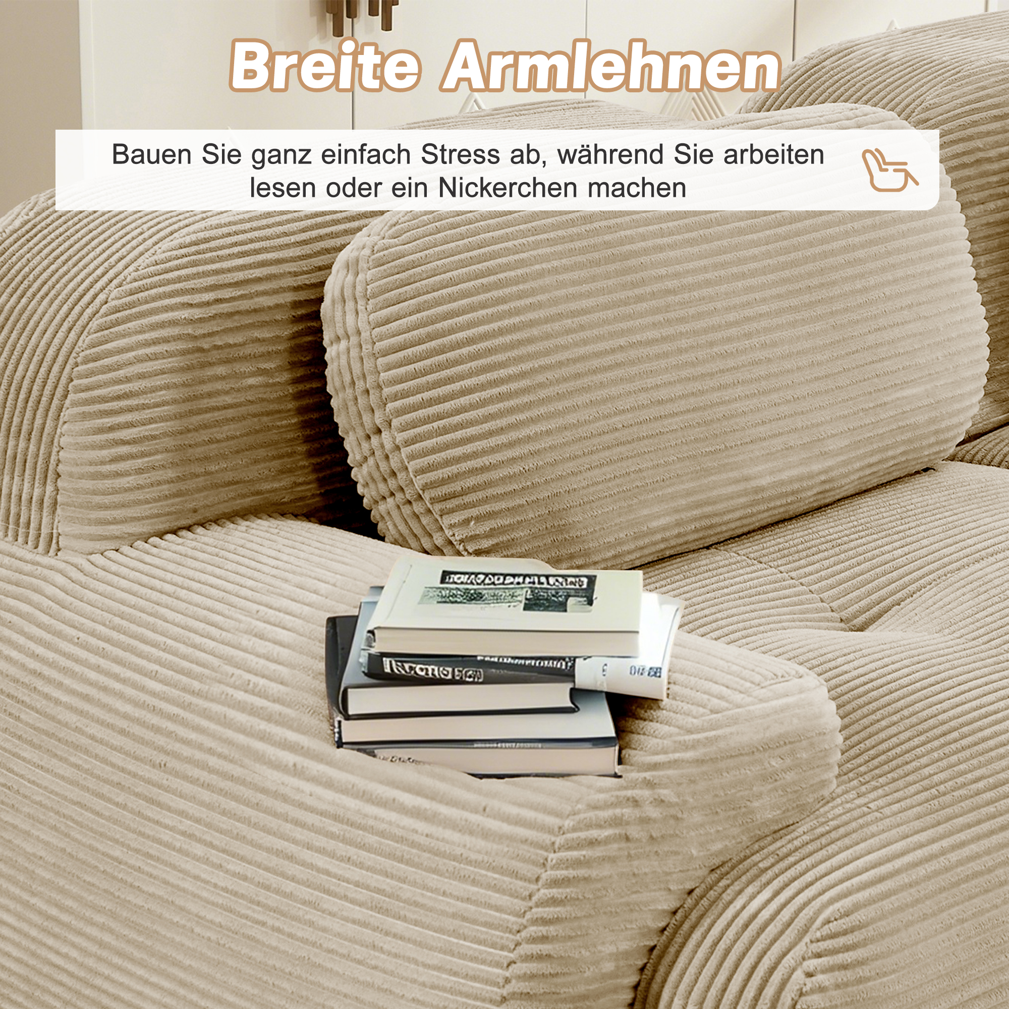 Chaiselongue et accoudoirs larges