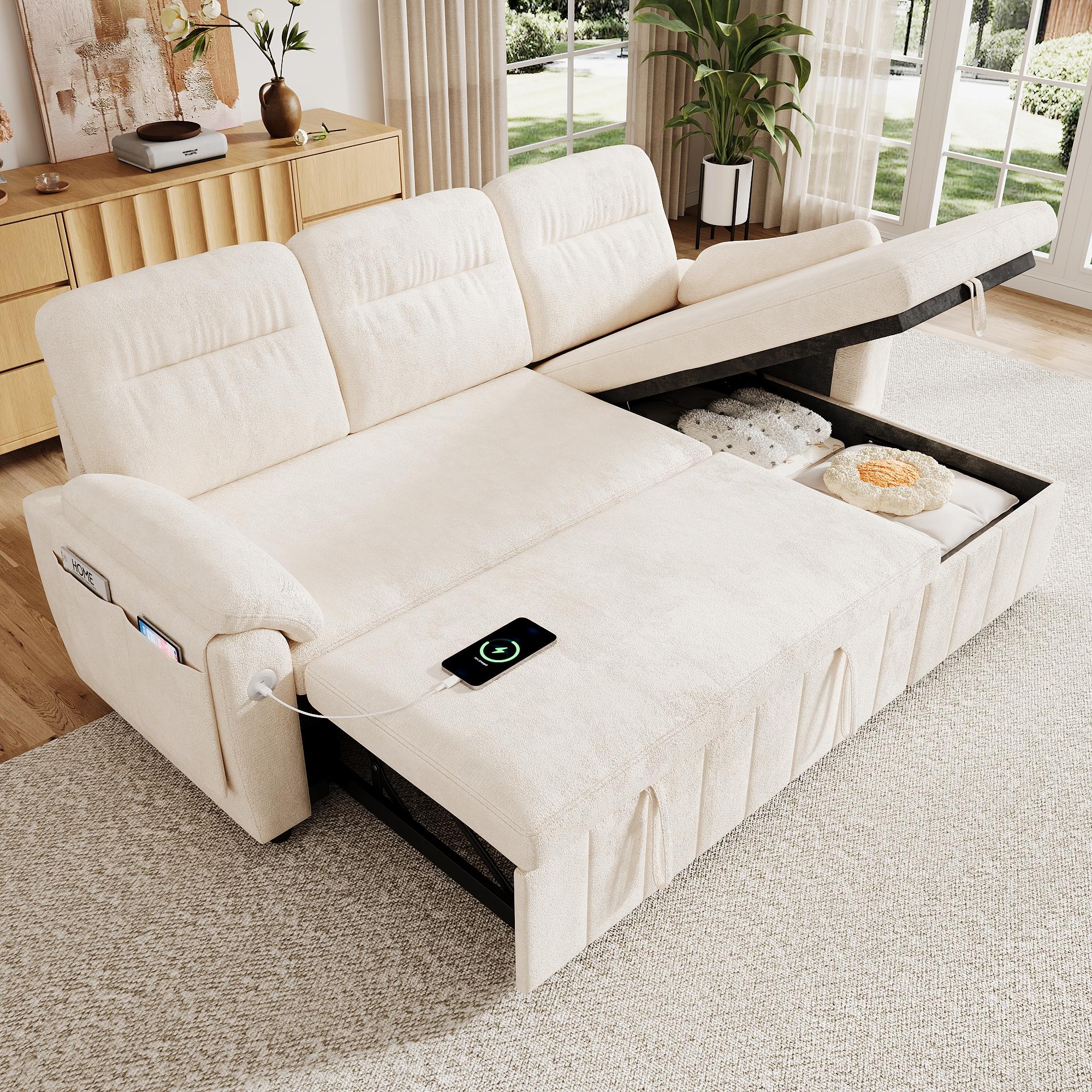 Canapé d'angle 3 places dimensions 208x131x88 cm, charge max 450 kg, avec chaise longue réversible et espace de stockage pratique