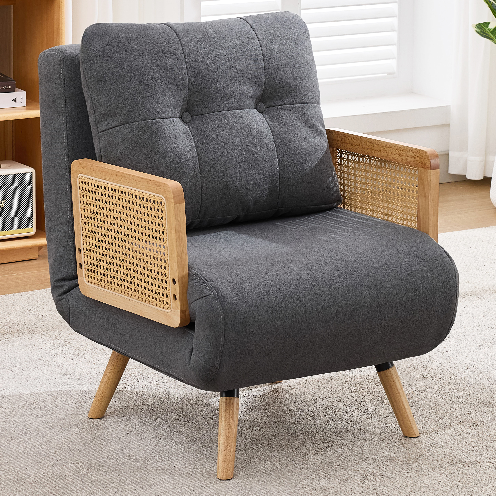 Fauteuil convertible 3 en 1 avec dossier 5 positions et fonction lit d'appoint pour invités