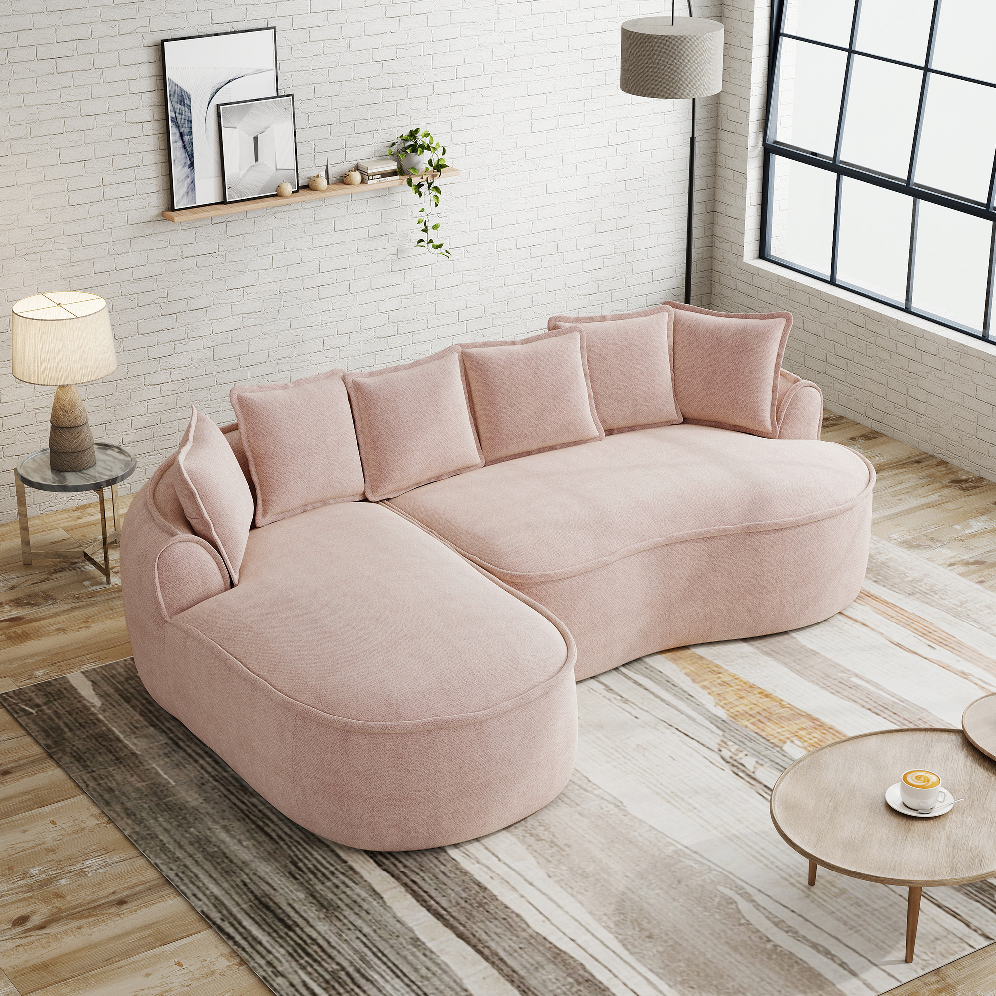 Méridienne Canapé Modulable avec Profondeur Extra Large et Accoudoirs Largos Tissu Chenille Confort Ergonomique