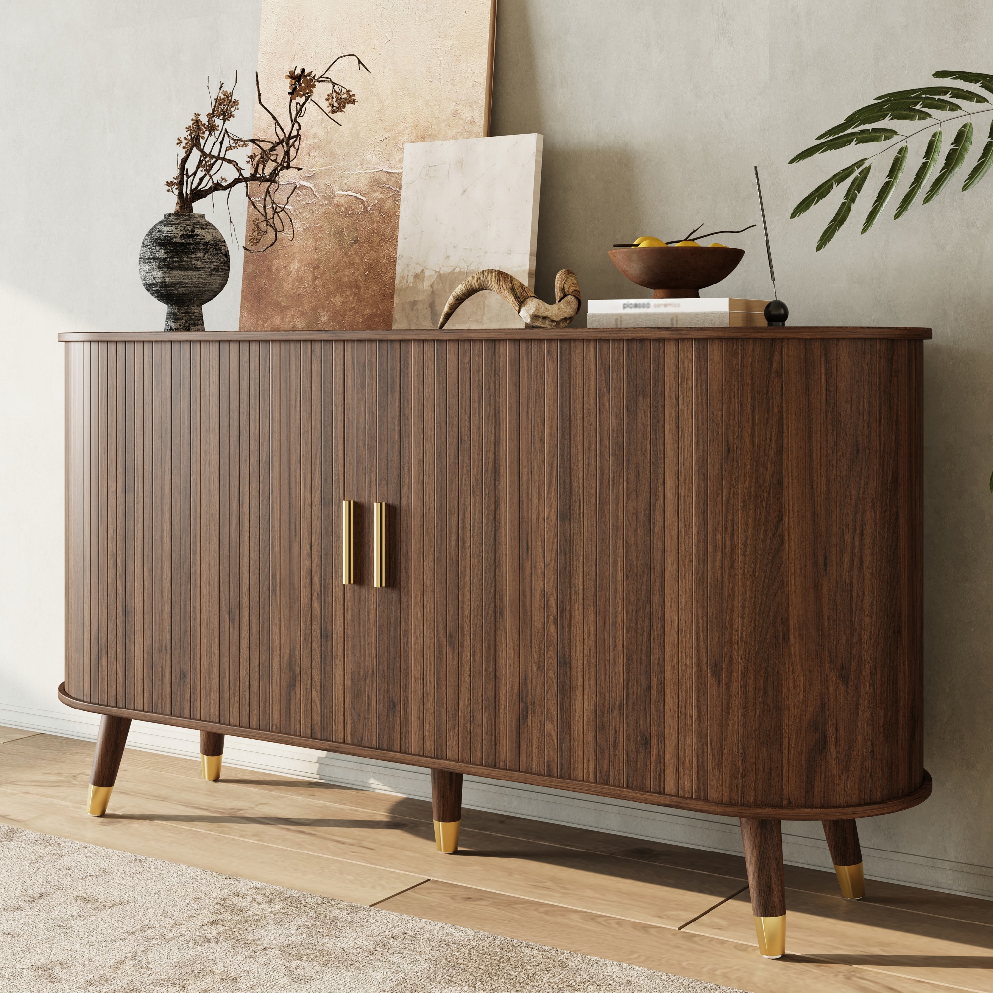 Buffet Étroit 140x40x79,5 cm pour Couloir ou Salon, Meuble de Rangement Compact avec 2 Tiroirs et 2 Portes Coulissantes