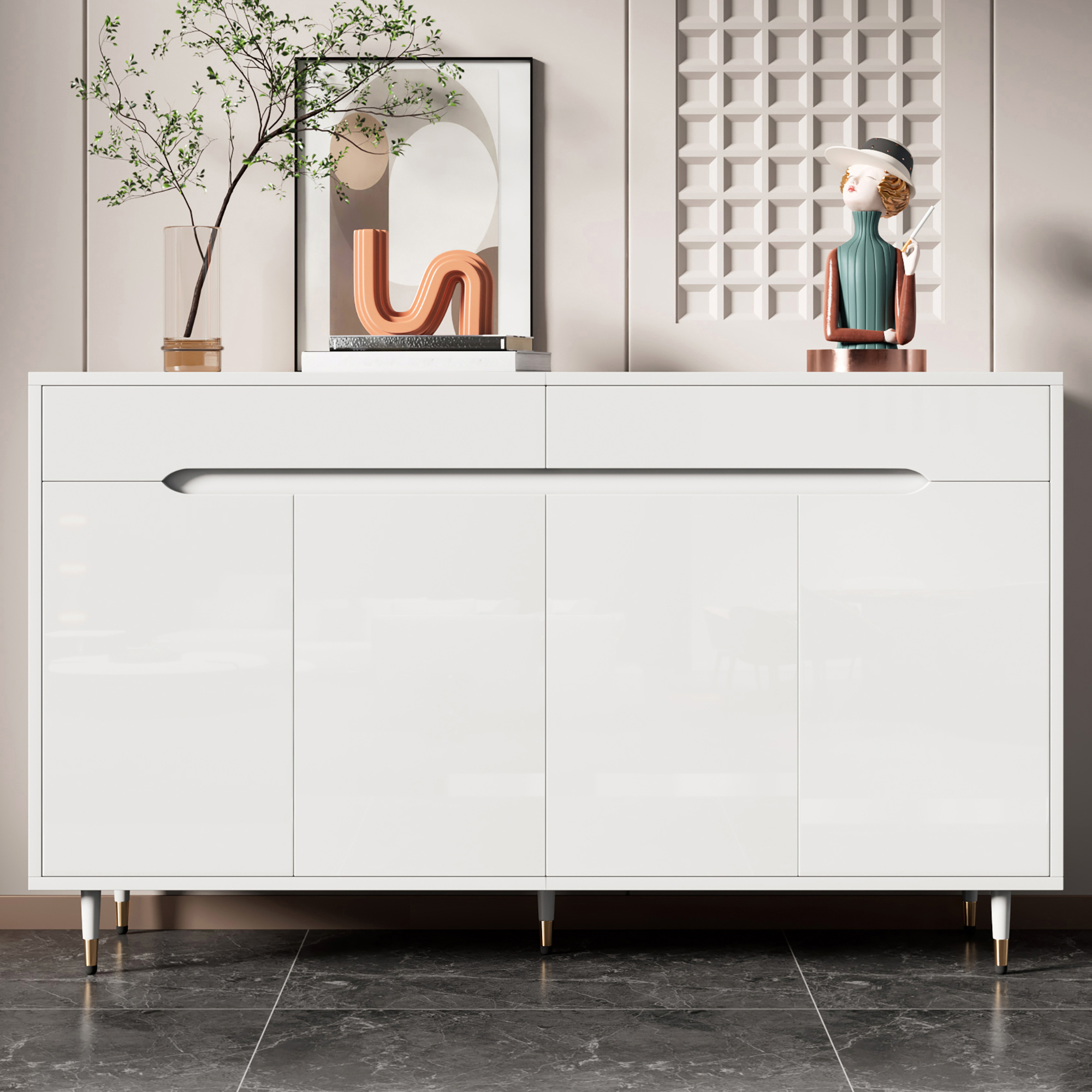 Meuble à chaussures 140x39x84 cm, Rangement pour 24 Paires de Chaussures, 2 Tiroirs, 2 Étagères Réglables, Design Minimaliste