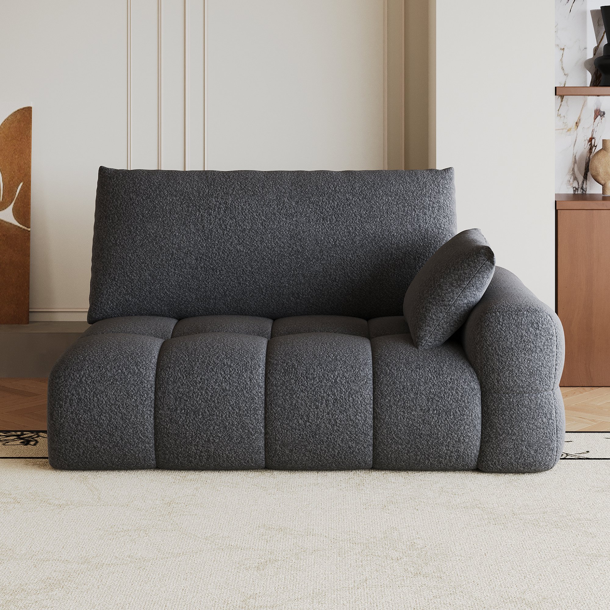 Canapé droit 2 places gris foncé sans montage, confort nuage tissu doux, idéal salon chambre, dimensions 130x105x86 cm