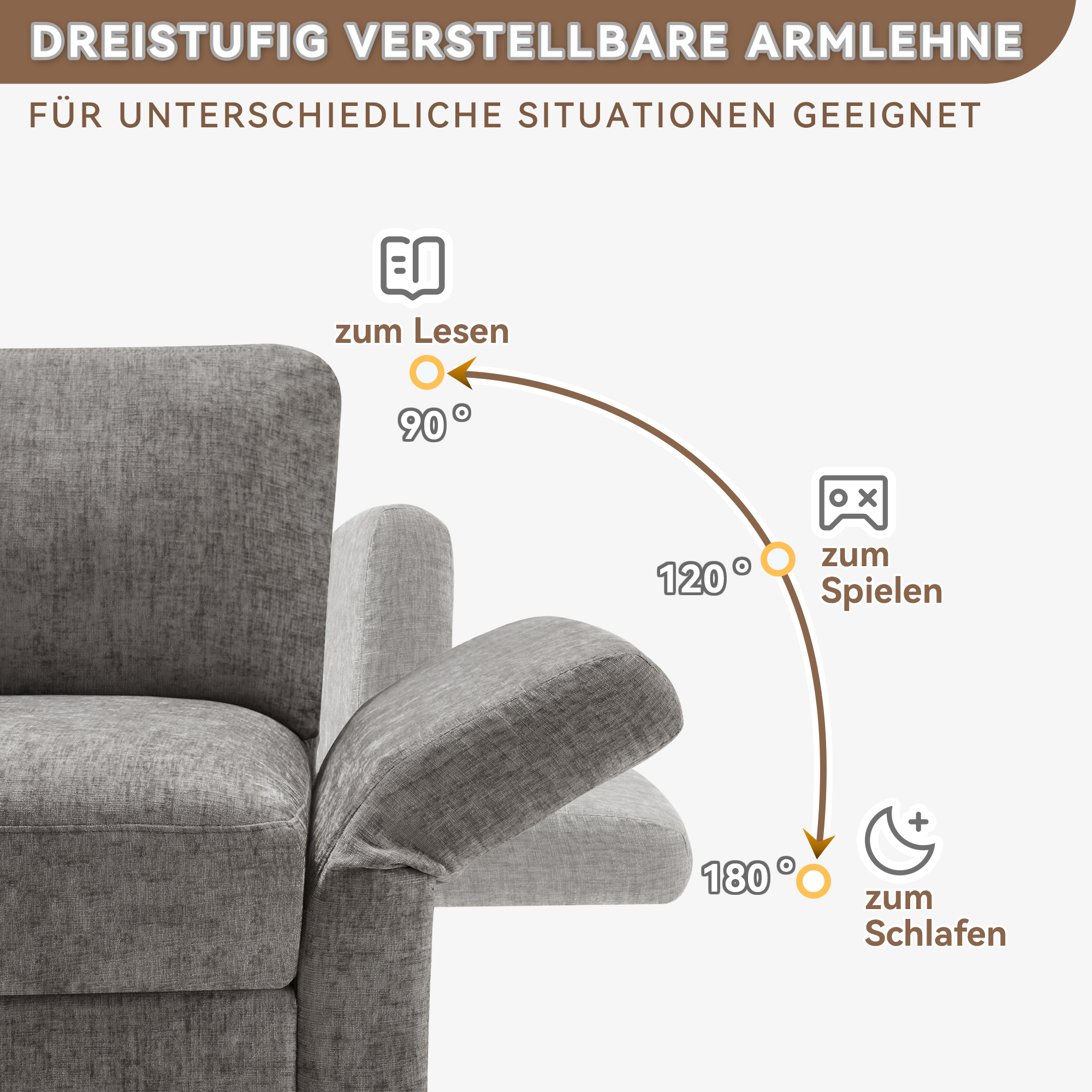 Accoudoirs réglables sur 3 positions
