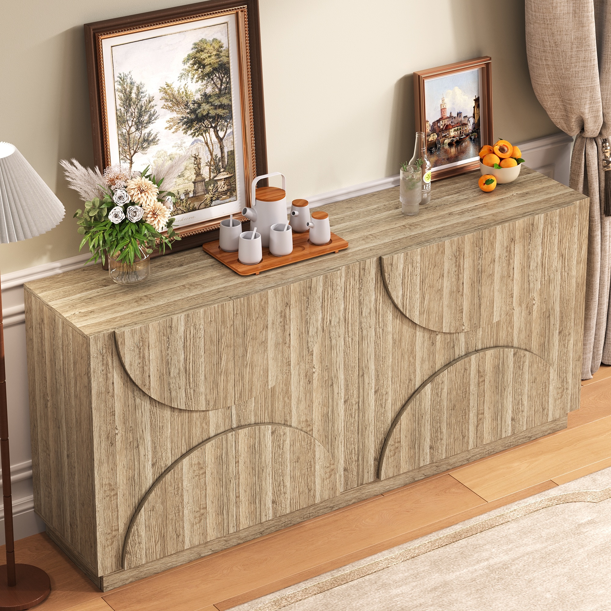 Buffet Rangement Multi-usages 160x40x80 cm avec Portes Silencieuses et Étagères Ajustables Design Minimaliste Bois