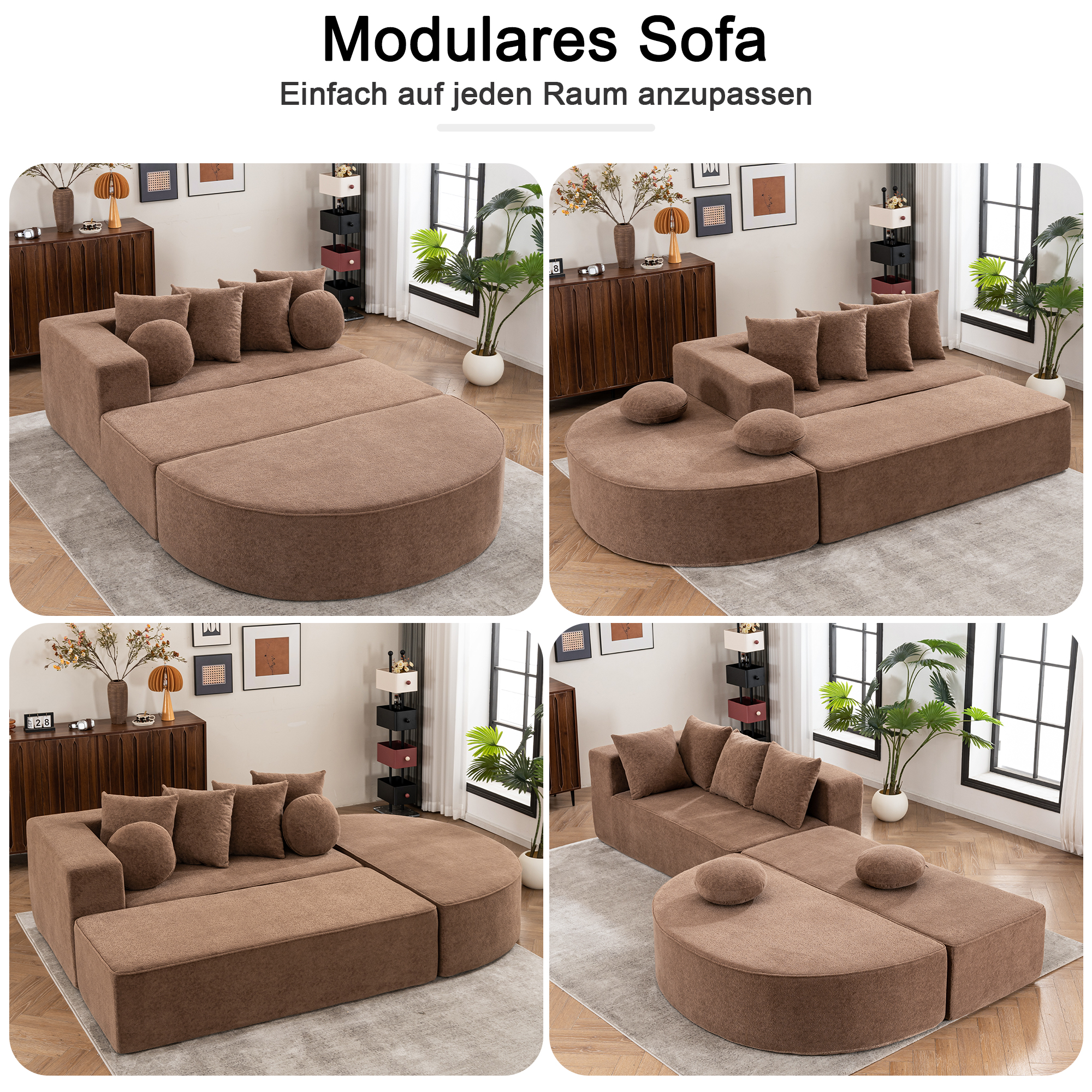 Canapé Modulable Sans Montage Requis, Transforme en Lit Confortable pour Invités, Structure Continue Haute Densité