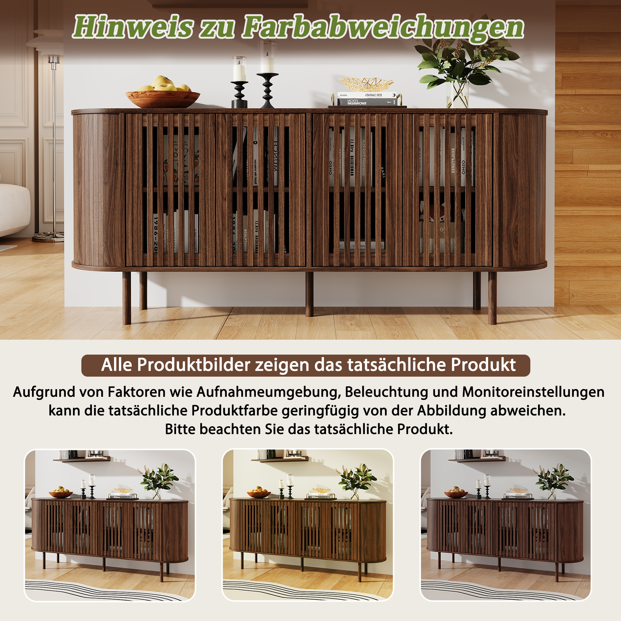 Buffet Moderne 160x40x70 cm avec 4 Portes Coulissantes Perforées et Étagères Réglables pour Rangement Flexible et Silencieux