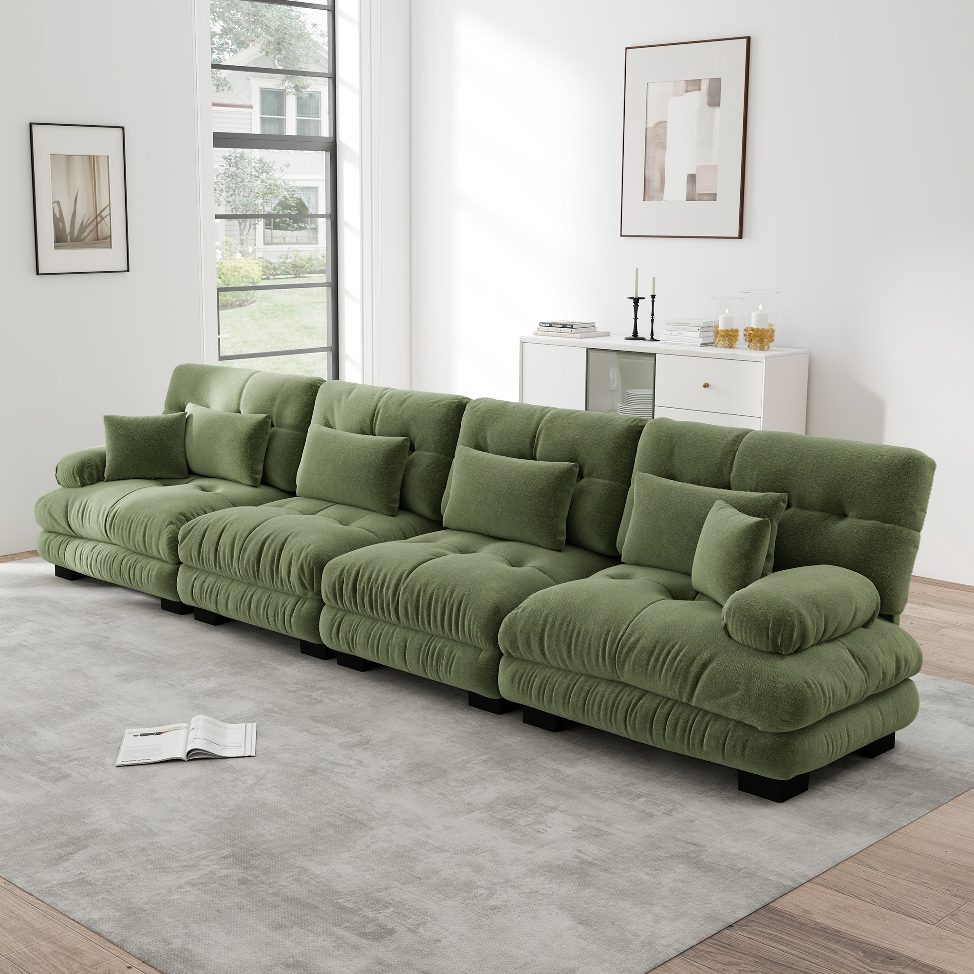 Canapé Modulable Confort Profond Coussins Sans Ressorts Support Ergonomique Accoudoirs Rembourrés
