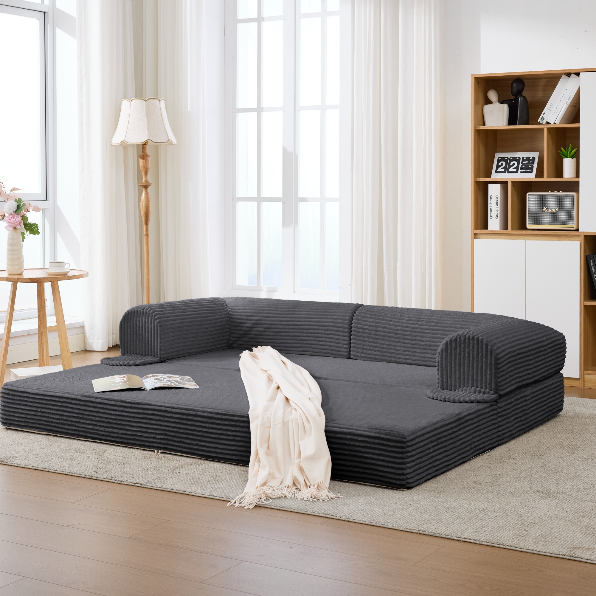 Canapé Droit 2 Places Dimensions 190x78x65 cm avec Rangement Sous le Couchage et Design Minimaliste Sans Pieds