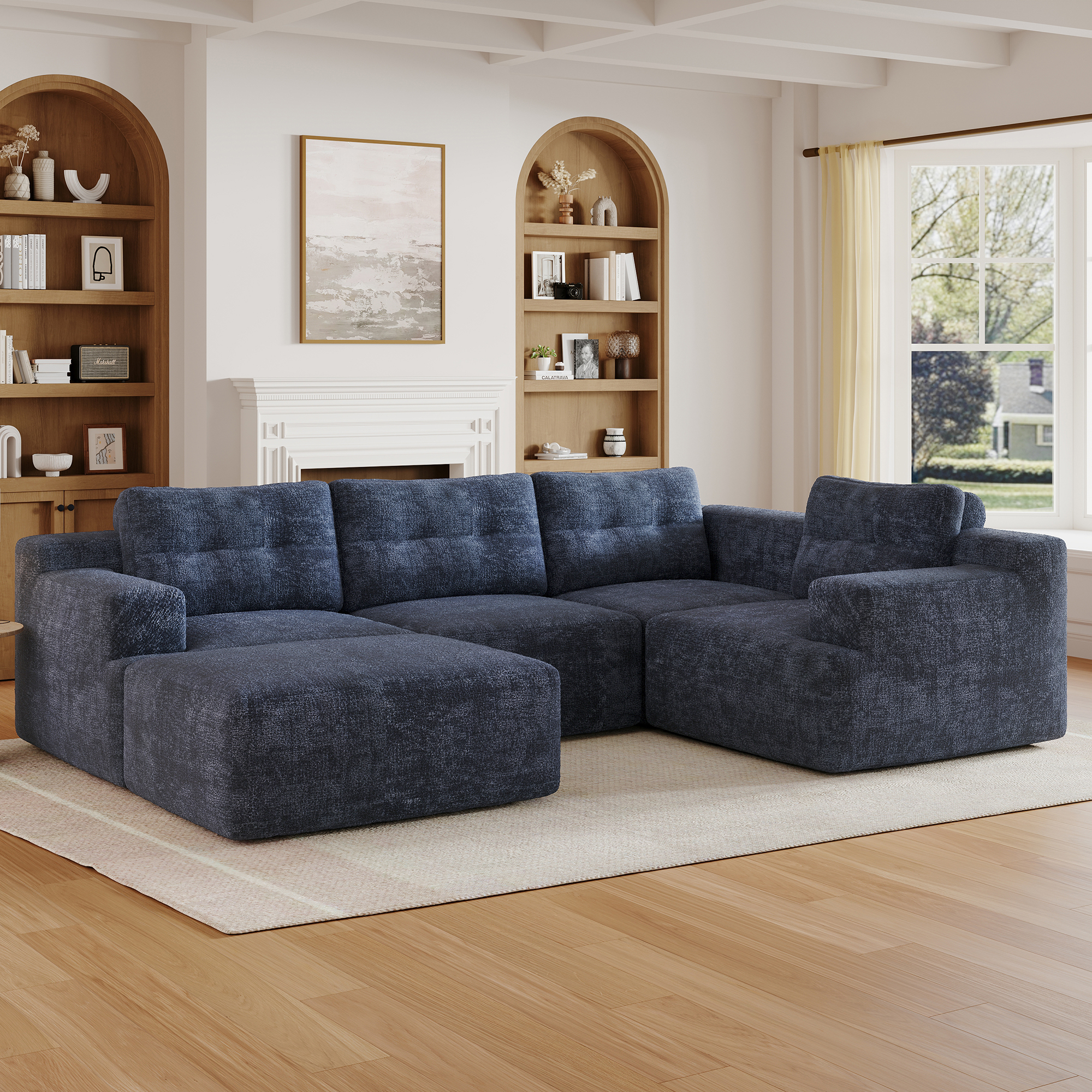 Chenille bleu pour salon et chambre