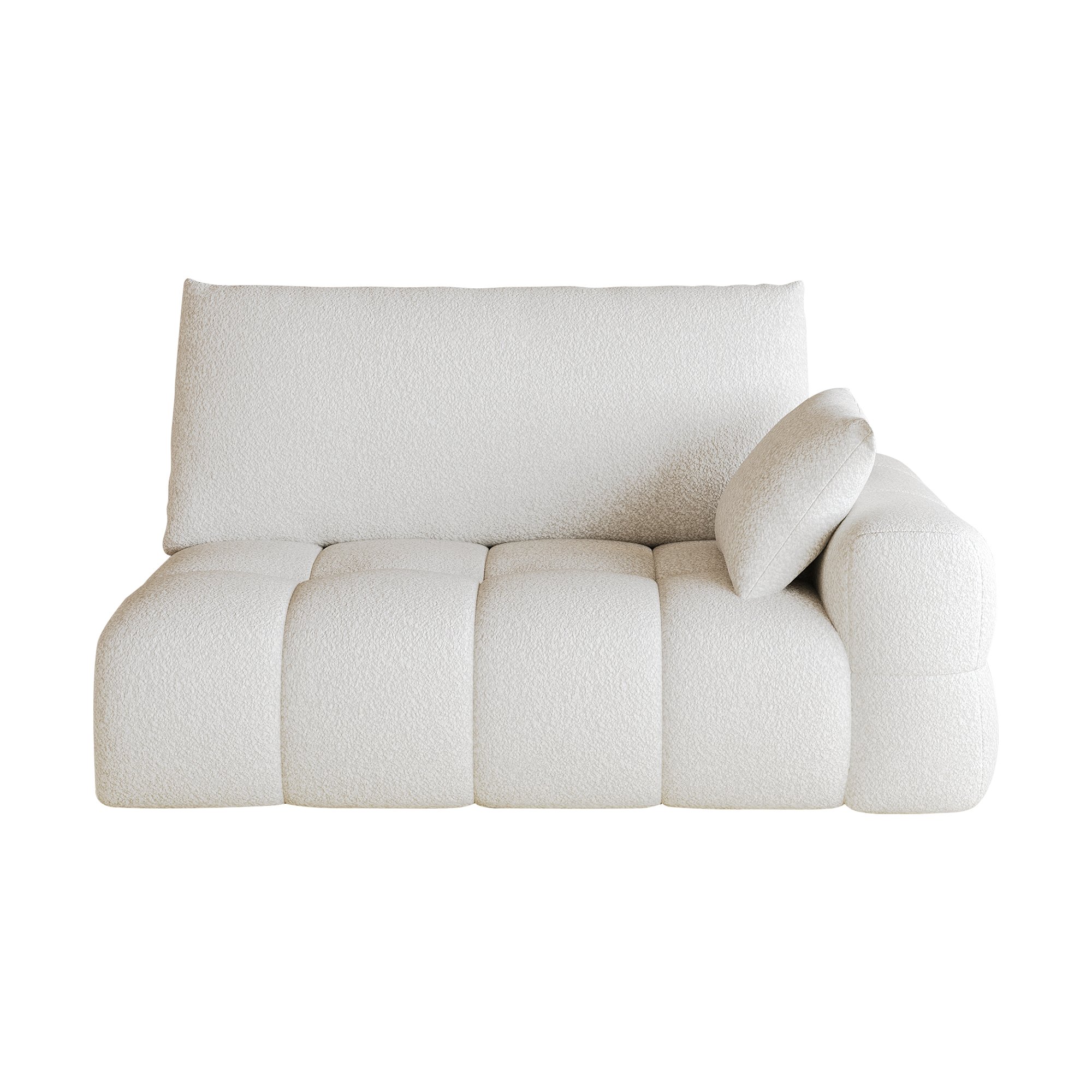 Canapé droit 2 places blanc crème sans assemblage, tissu doux style cloud sofa pour appartement studio et chambre à coucher