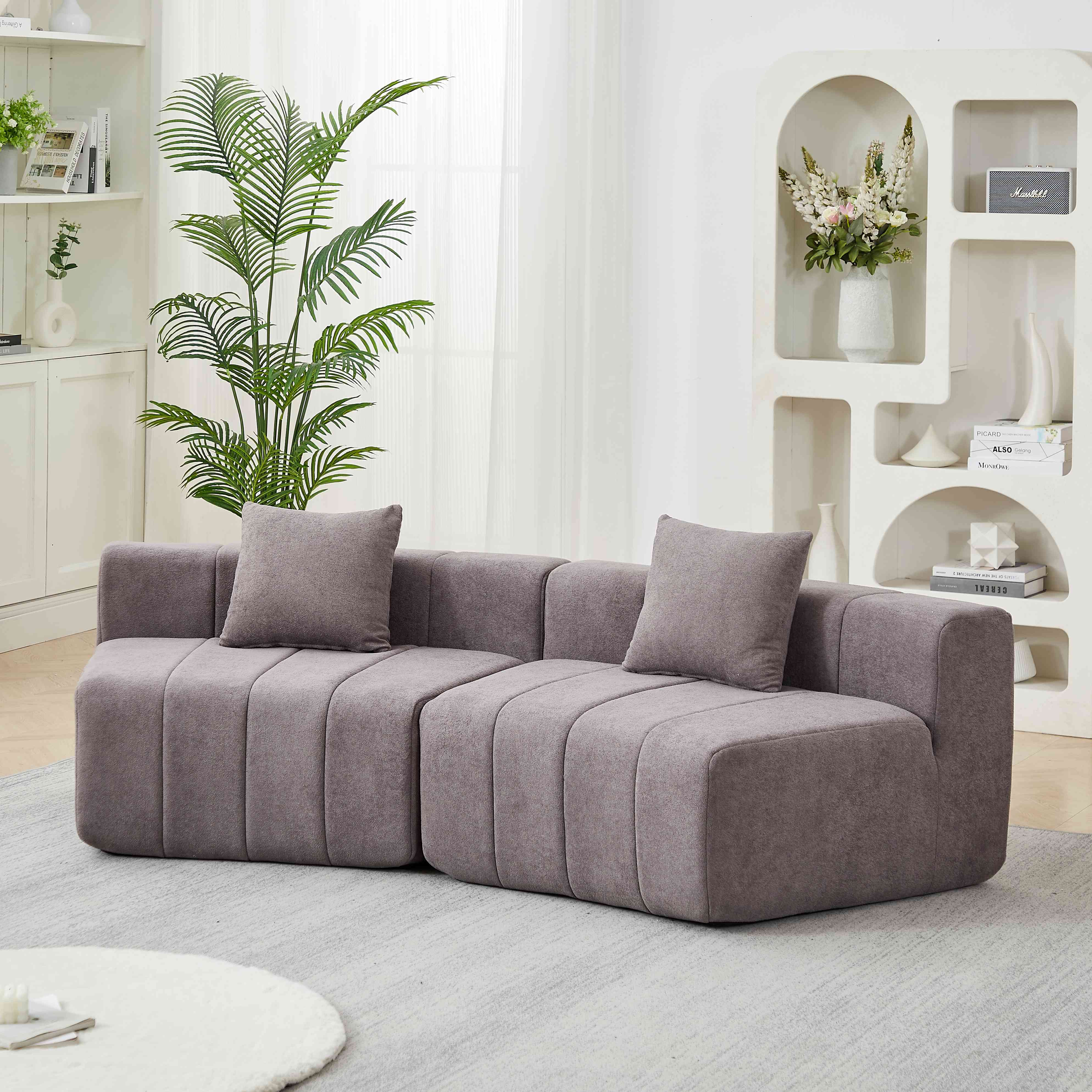 Canapé Modulable 2 Places Environ, Poids 25,9 kg, Forme Courbe Compacte, Livré en 1 Colis, Solution Flexible pour Petits Espaces