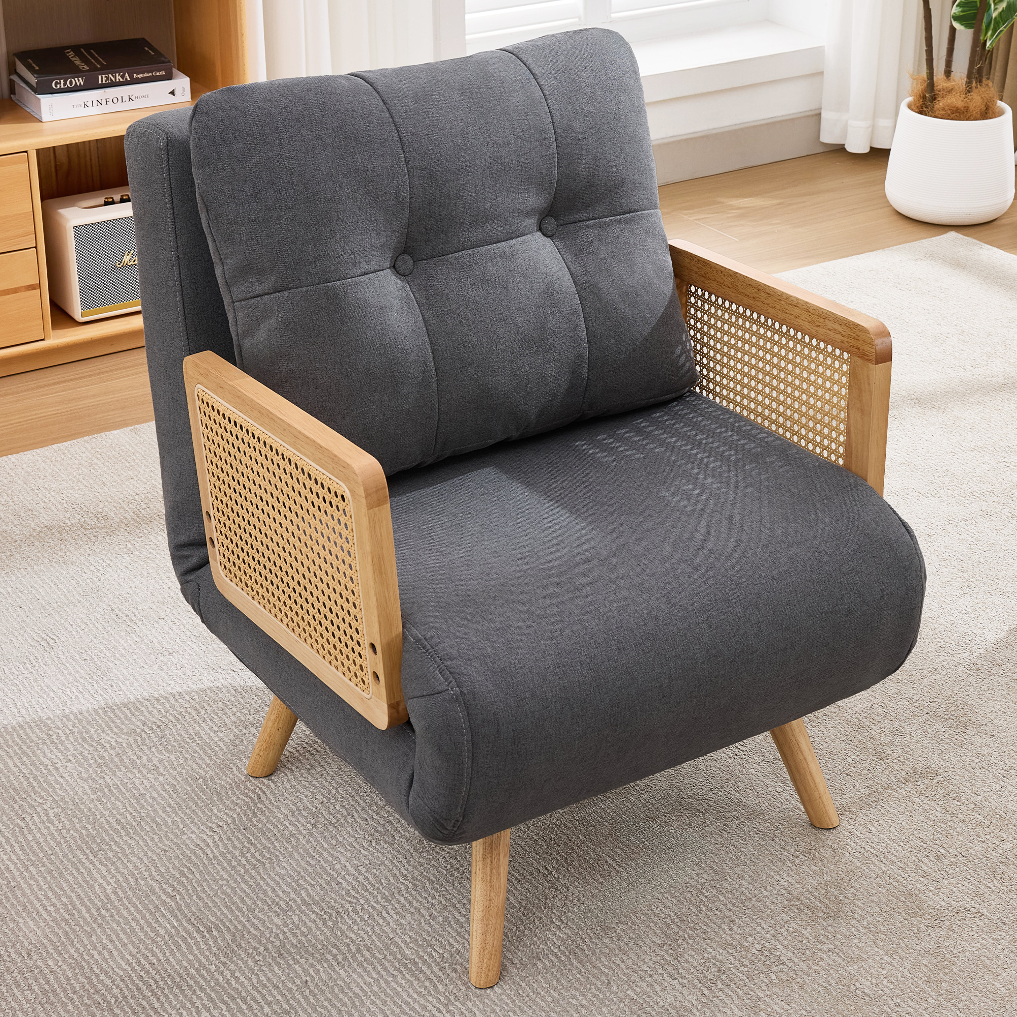 Fauteuil convertible 3 en 1 avec dossier 5 positions et fonction lit d'appoint pour invités