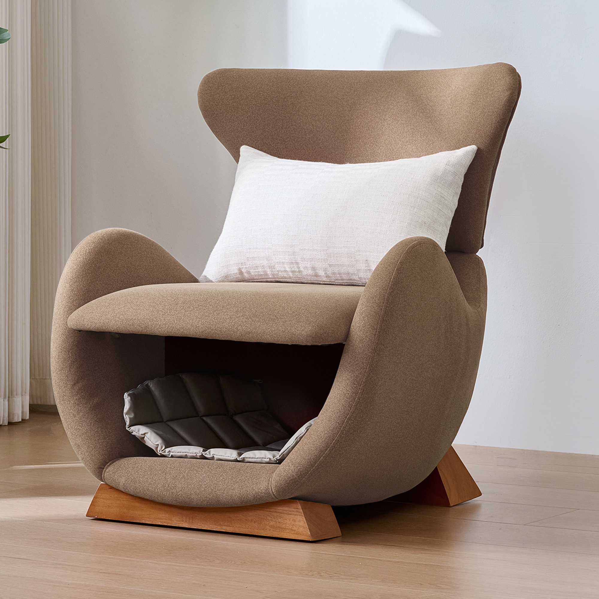 Canapé 1 place 66x69x76 cm avec niche 33x47x23 cm , tissu anti-griffes marron