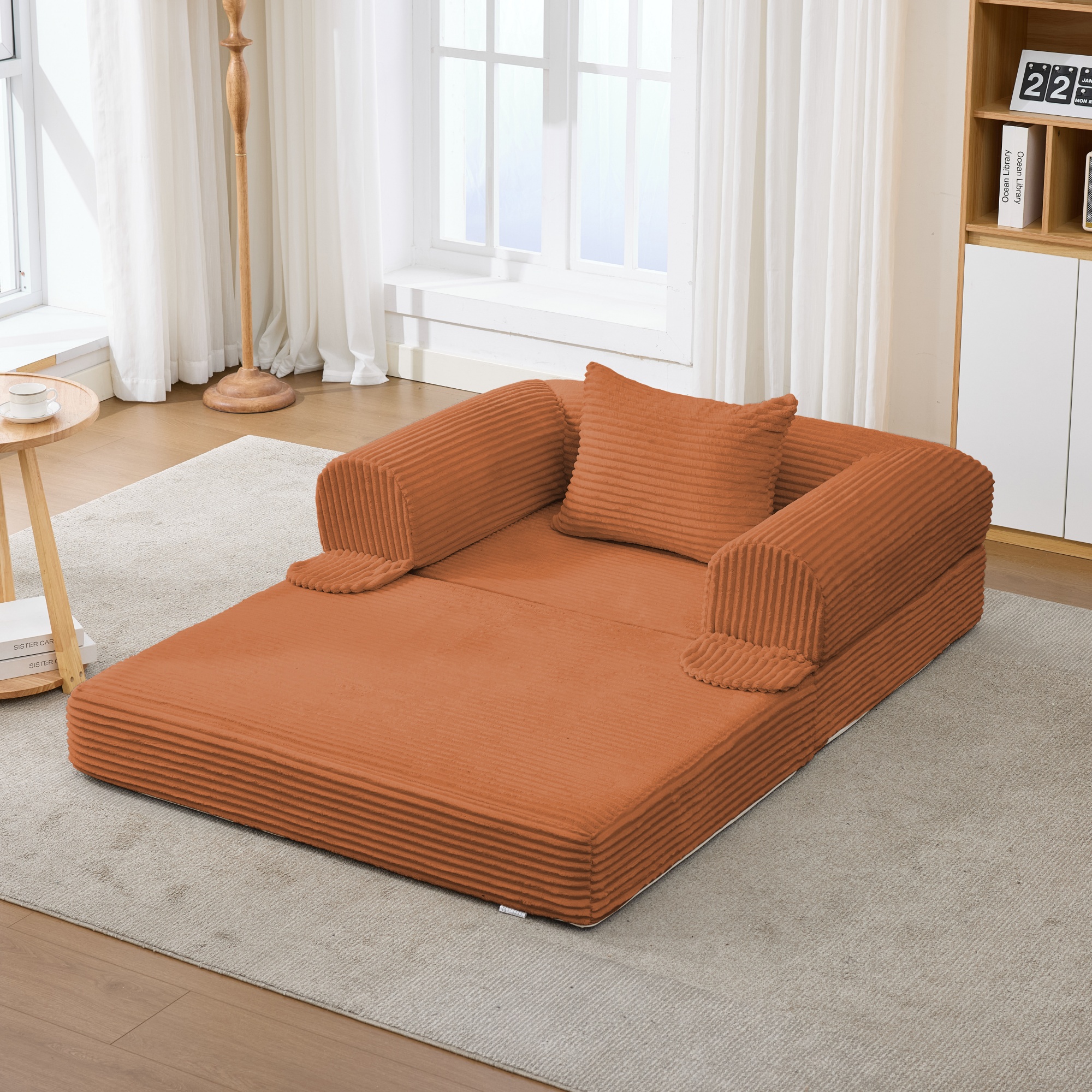 Fauteuil Convertible 120x85x65 cm - Petit Canapé Lit Compact Idéal Petits Espaces avec Revêtement Cord