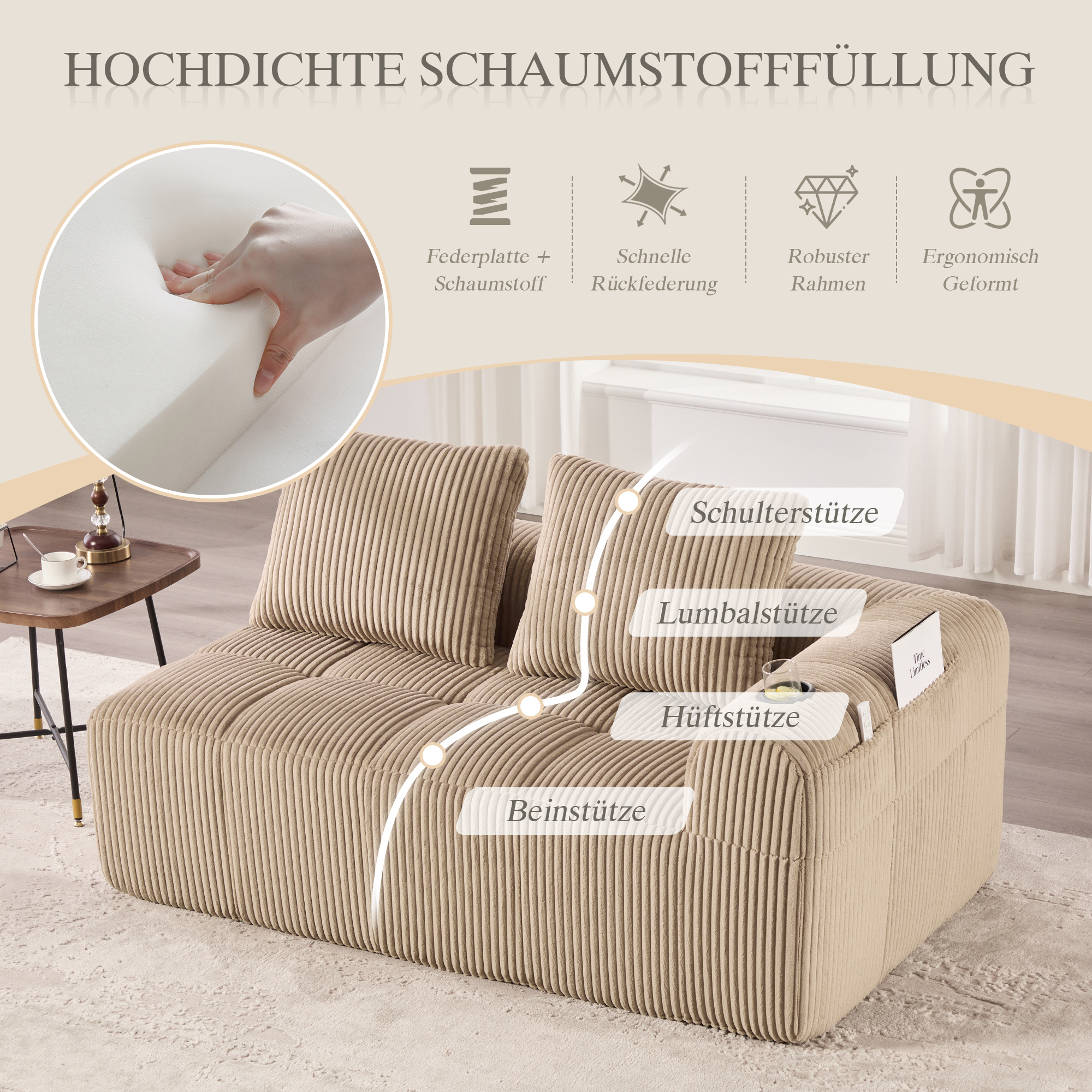 Assise en mousse haute densité et ressorts