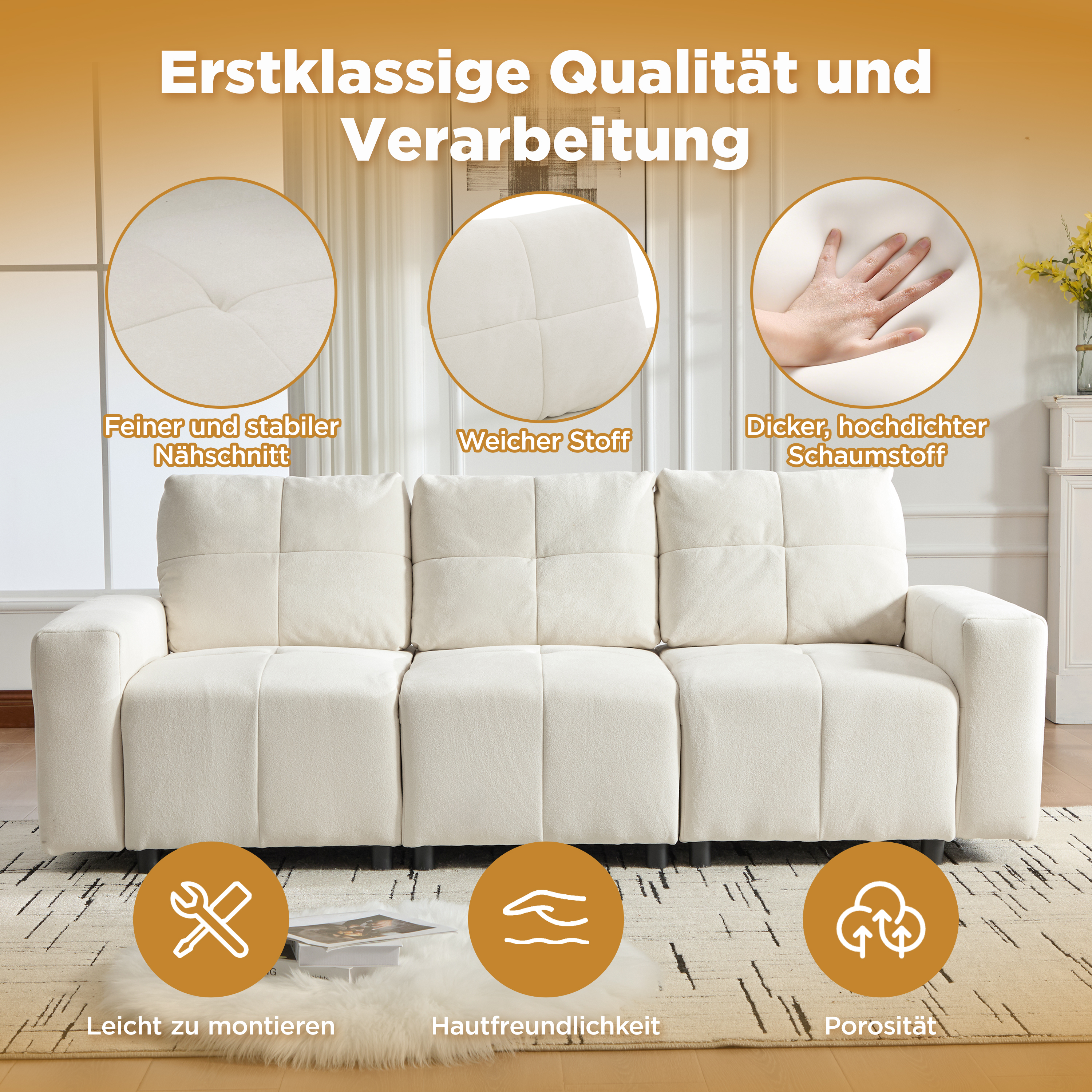 Confort Ergonomique : Mousse Haute Densité et Tissu Chenille