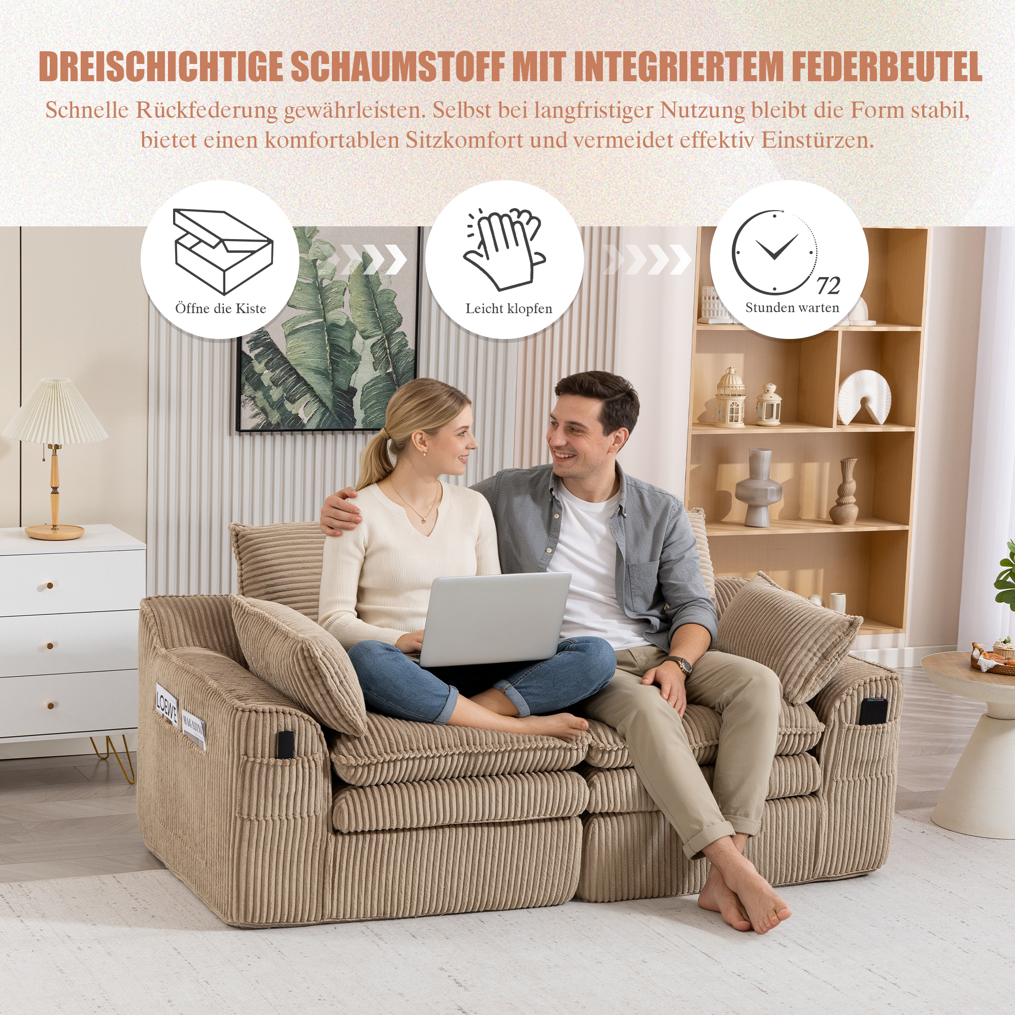 Mousse à 3 couches et ressort intégré