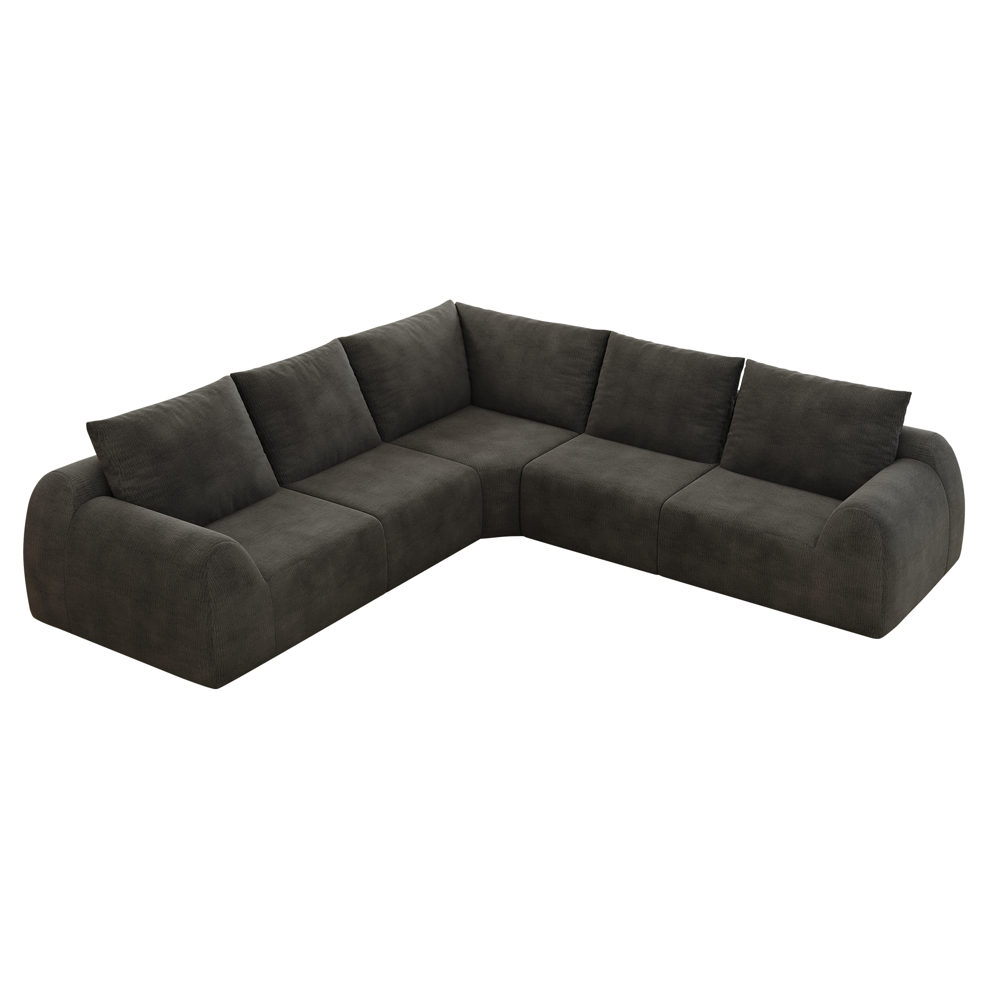 Canapé sans montage 267x267 cm en tissu chenille gris foncé avec mousse haute élasticité pour salon et chambre