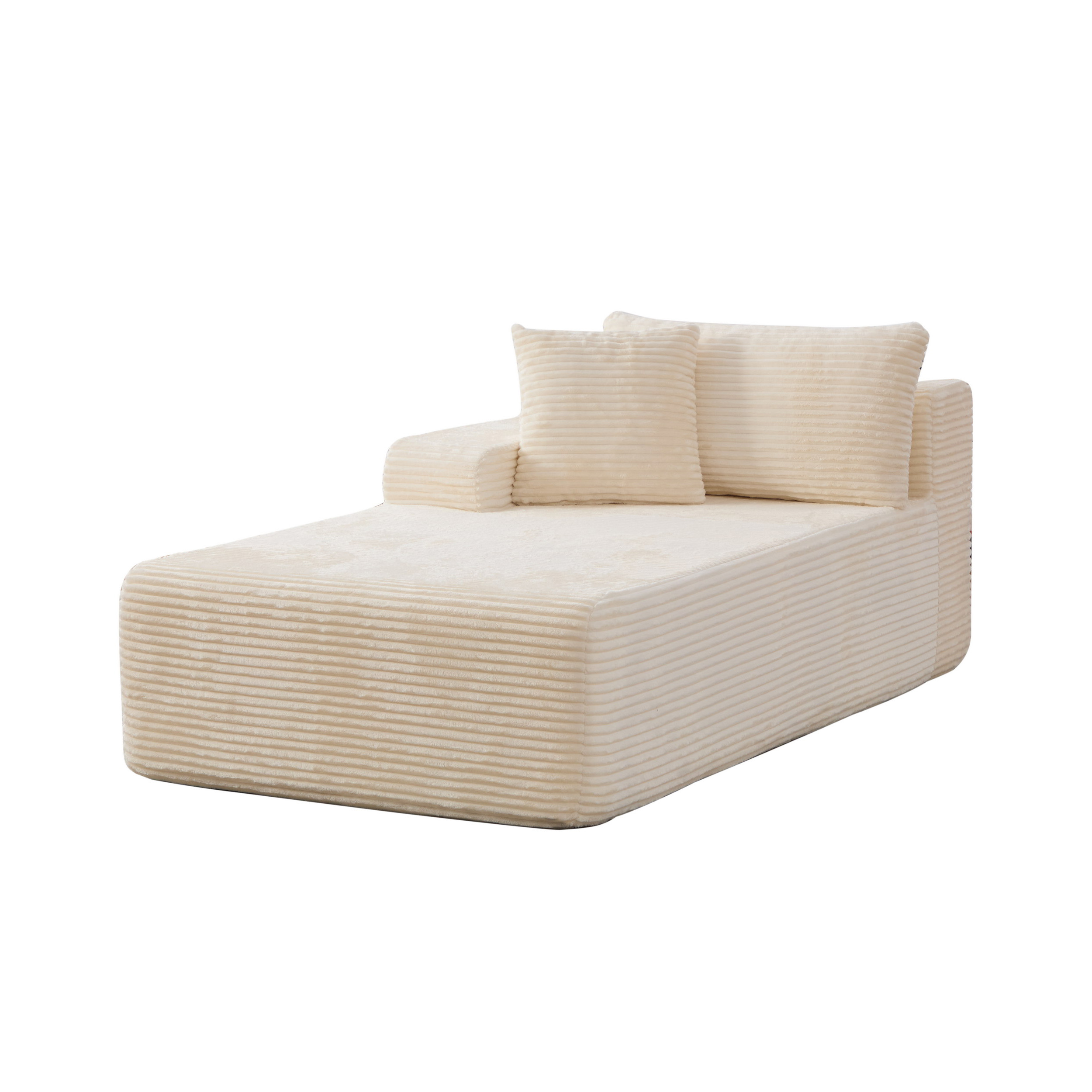 Méridienne Canapé Modulable en Tissu Chenille Couleur Ivoire Confort Nuage et Design Moderne pour Salon Contemporain