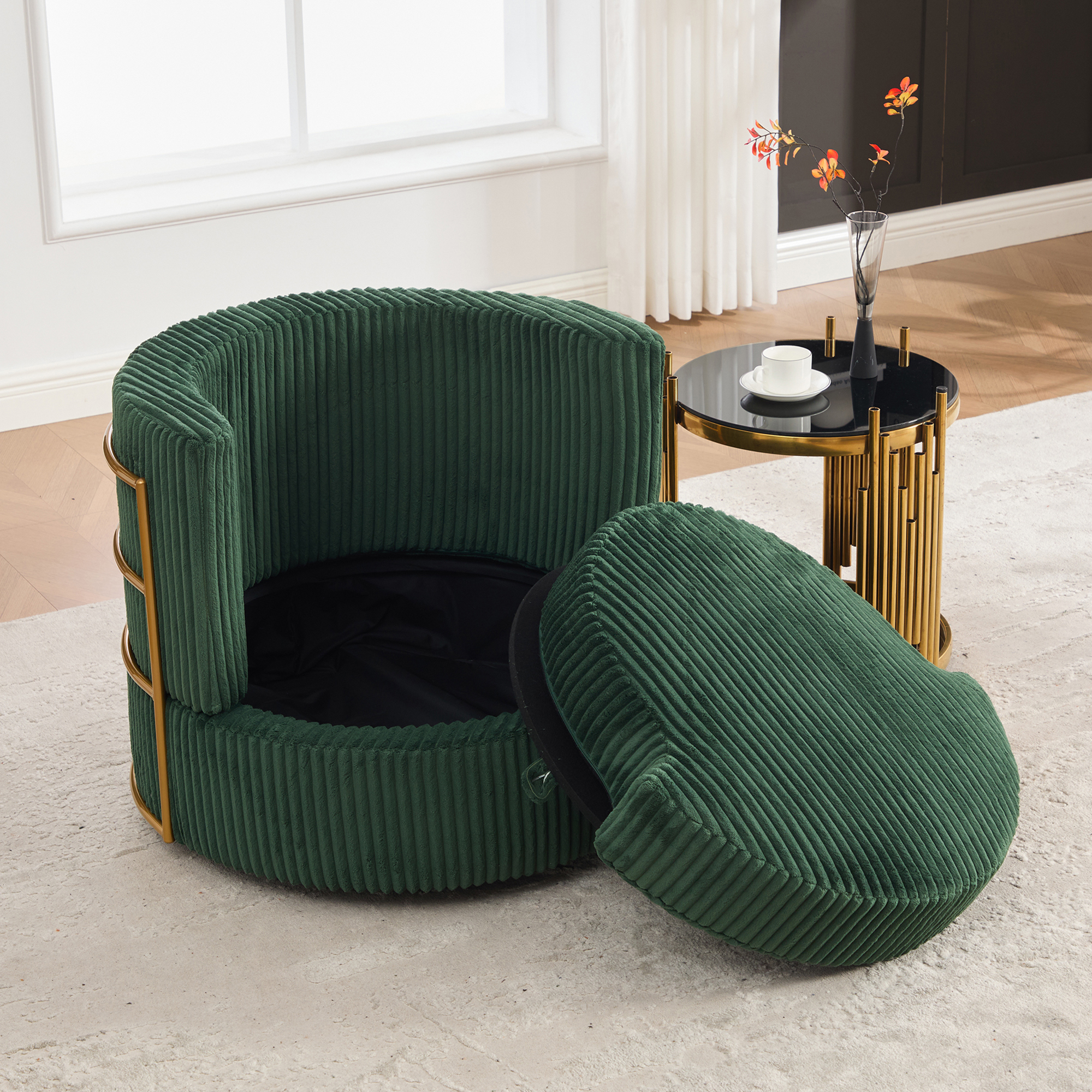Rangement dissimulé sous l'assise