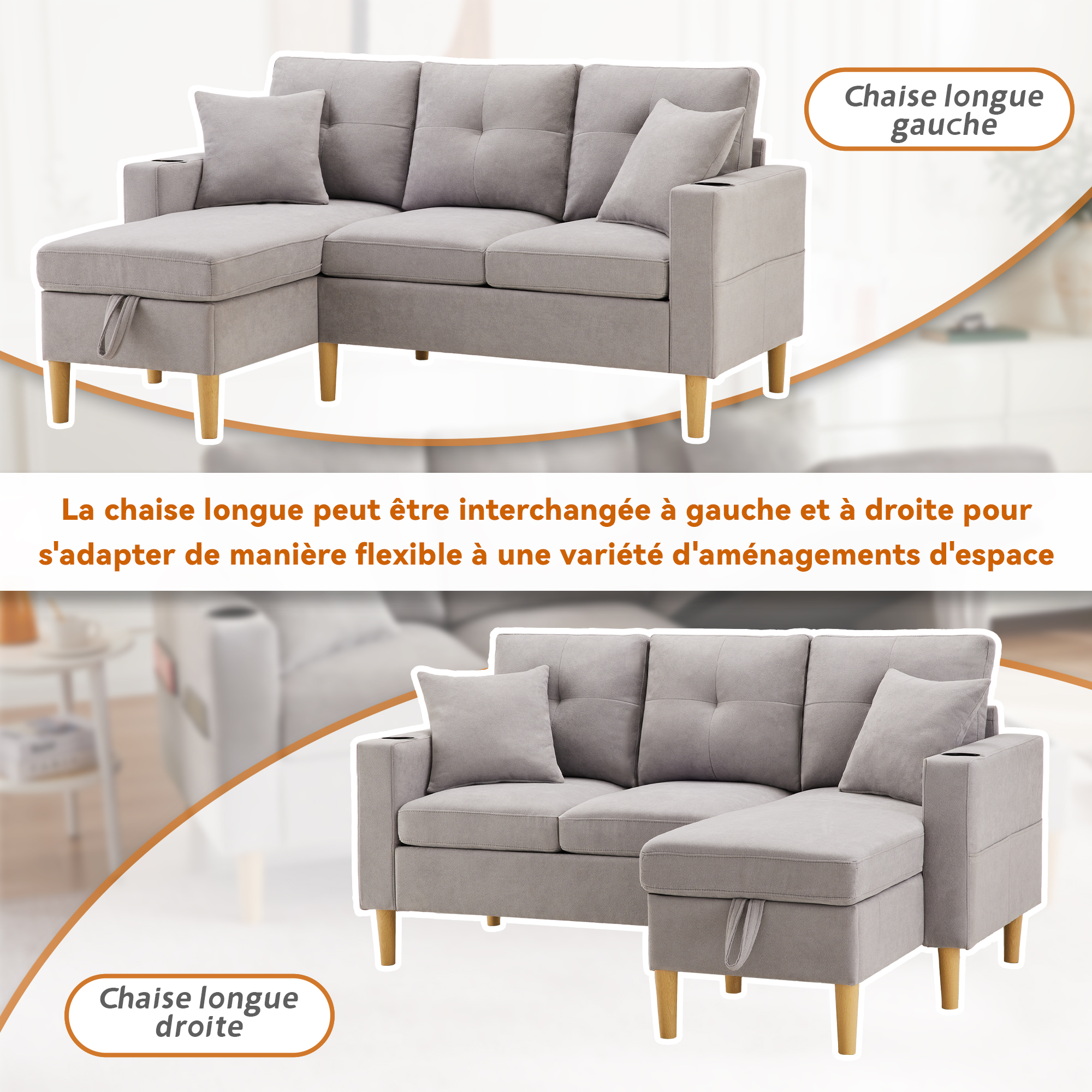 Une méridienne ajustable et des porte-gobelets