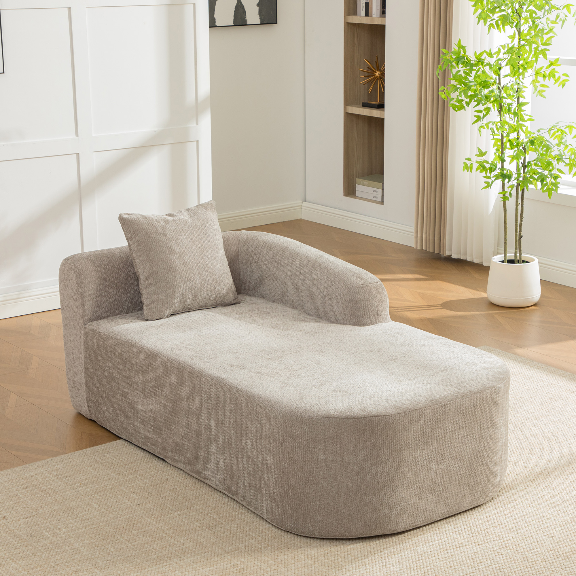 Canapé Modulable en Tissu Chenille Gris, Design Contemporain pour Salon, Confort Moelleux et Moderne