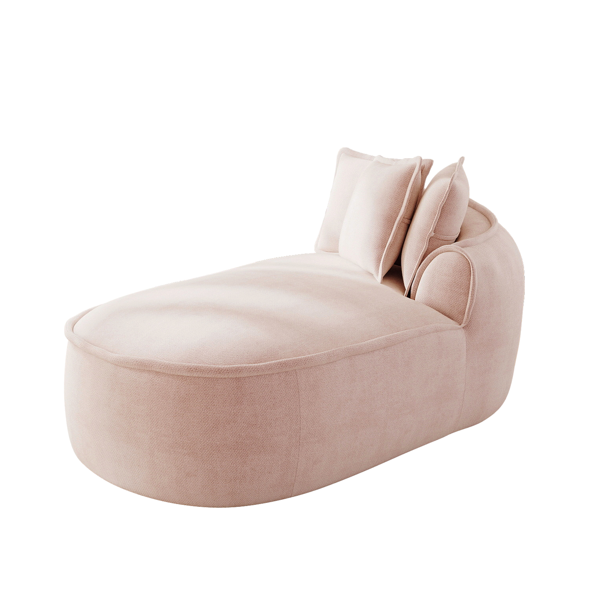 Canapé méridienne rose modulable sans montage, 2 modules indépendants et coussins inclus, assise profonde