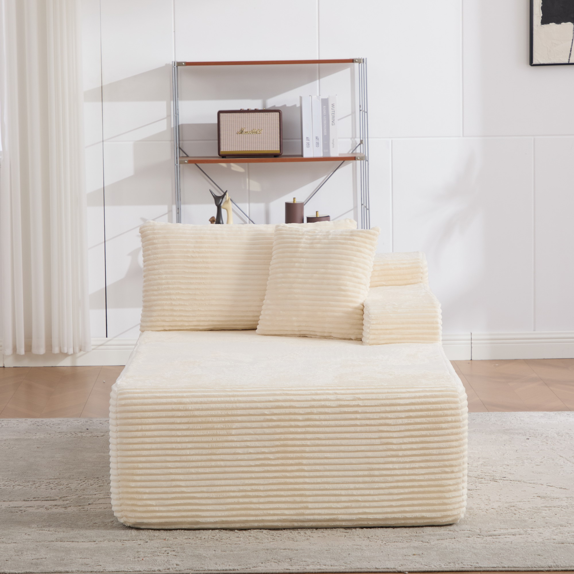 Méridienne Salon Sans Montage Prêt à Poser Immédiatement avec Coussin Inclus et Fond Antidérapant pour Confort Instantané