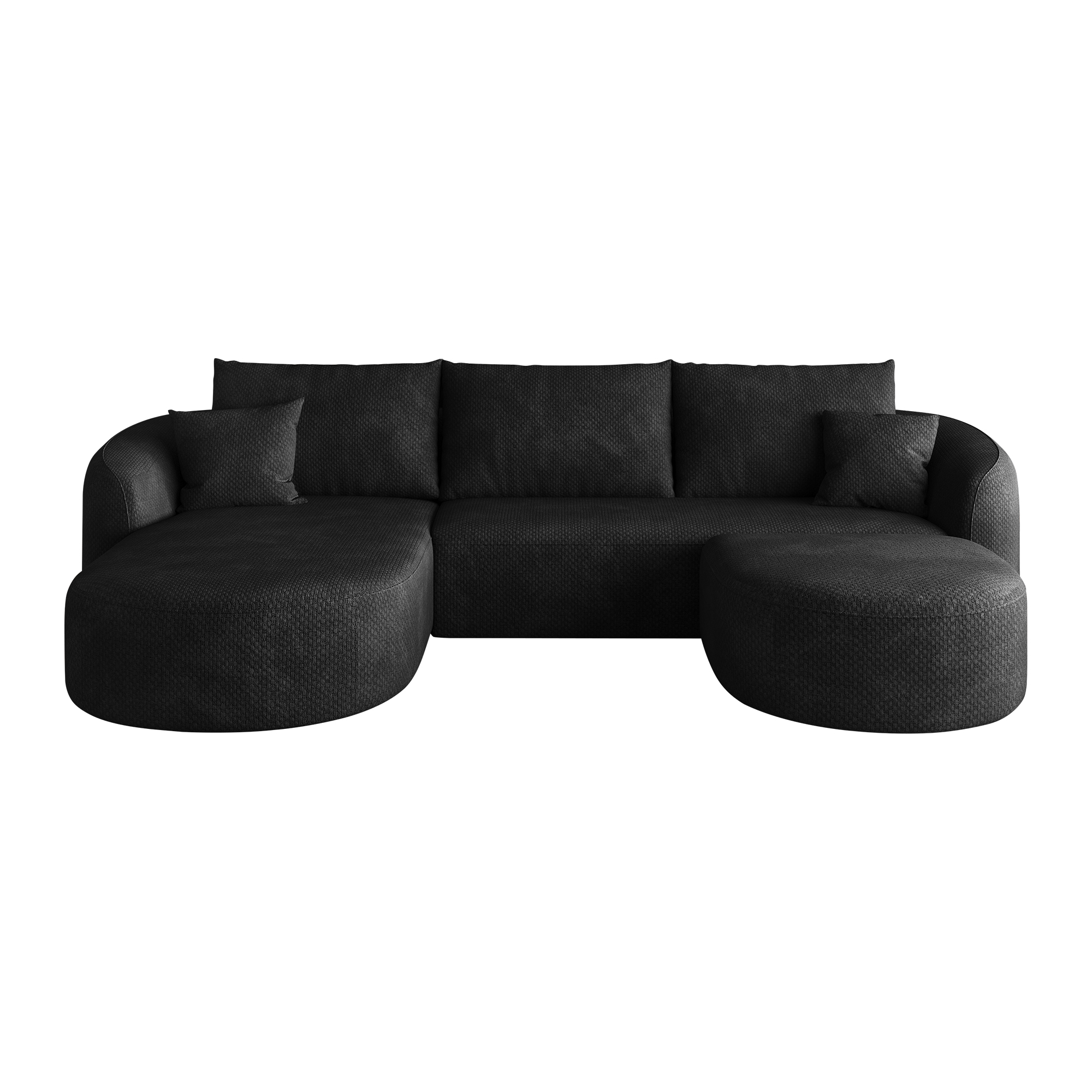 Canapé Modulable Noir Tissu, Canapé Panoramique En U Sans Montage, Design Contemporain Pour Salon Et Chambre, Structure Flottante Moderne