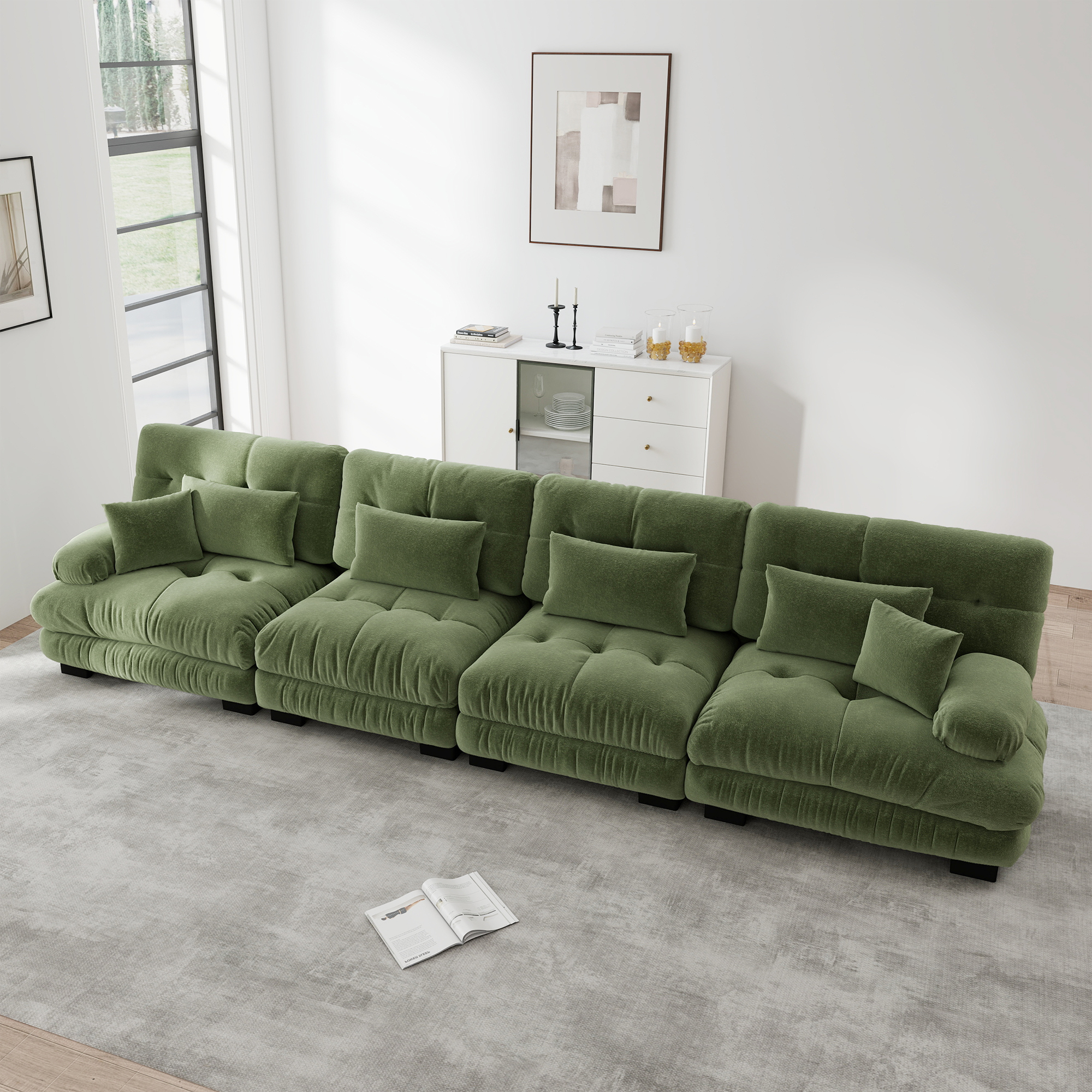 Canapé Modulable Confort Profond Coussins Sans Ressorts Support Ergonomique Accoudoirs Rembourrés
