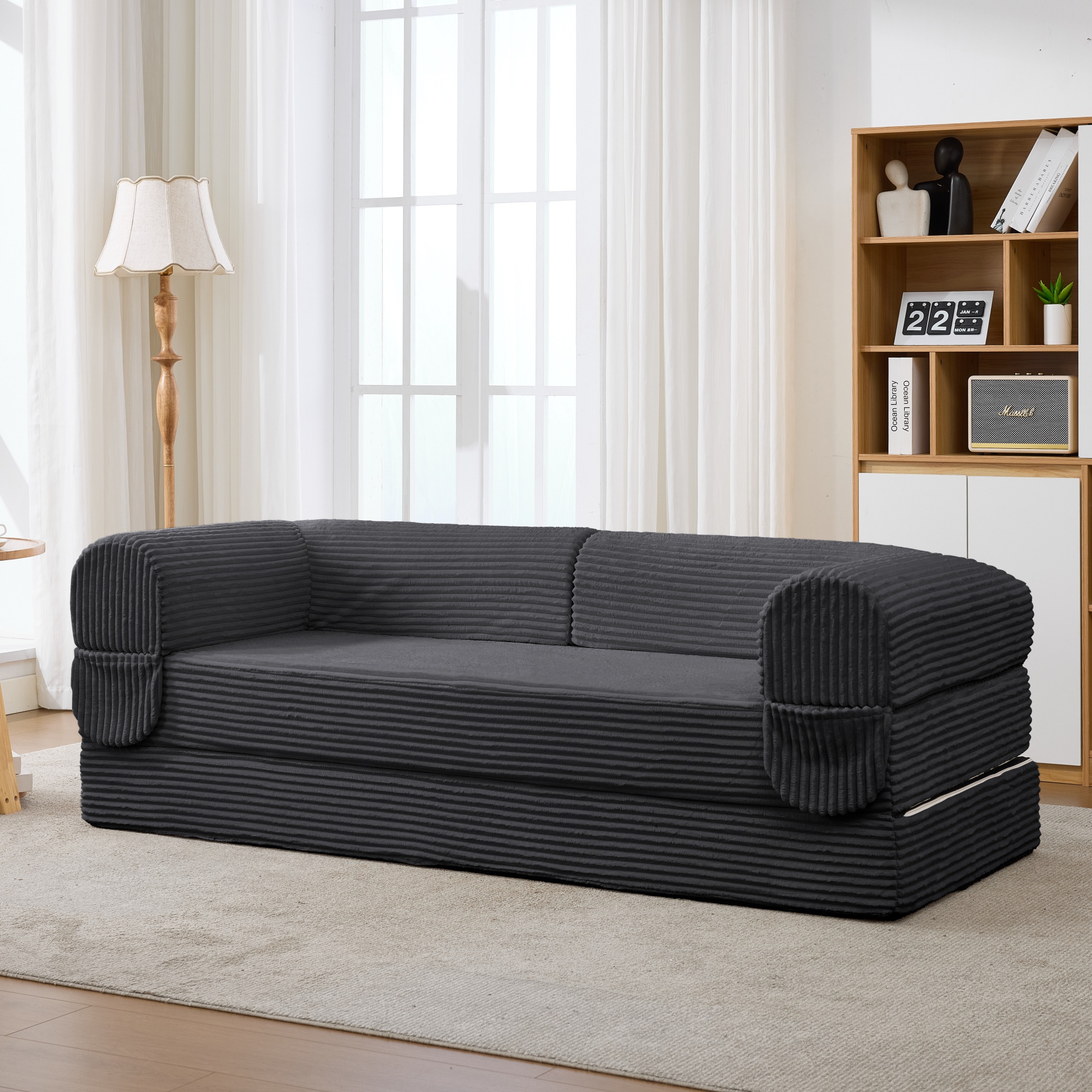 Canapé Droit 2 Places Dimensions 190x78x65 cm avec Rangement Sous le Couchage et Design Minimaliste Sans Pieds