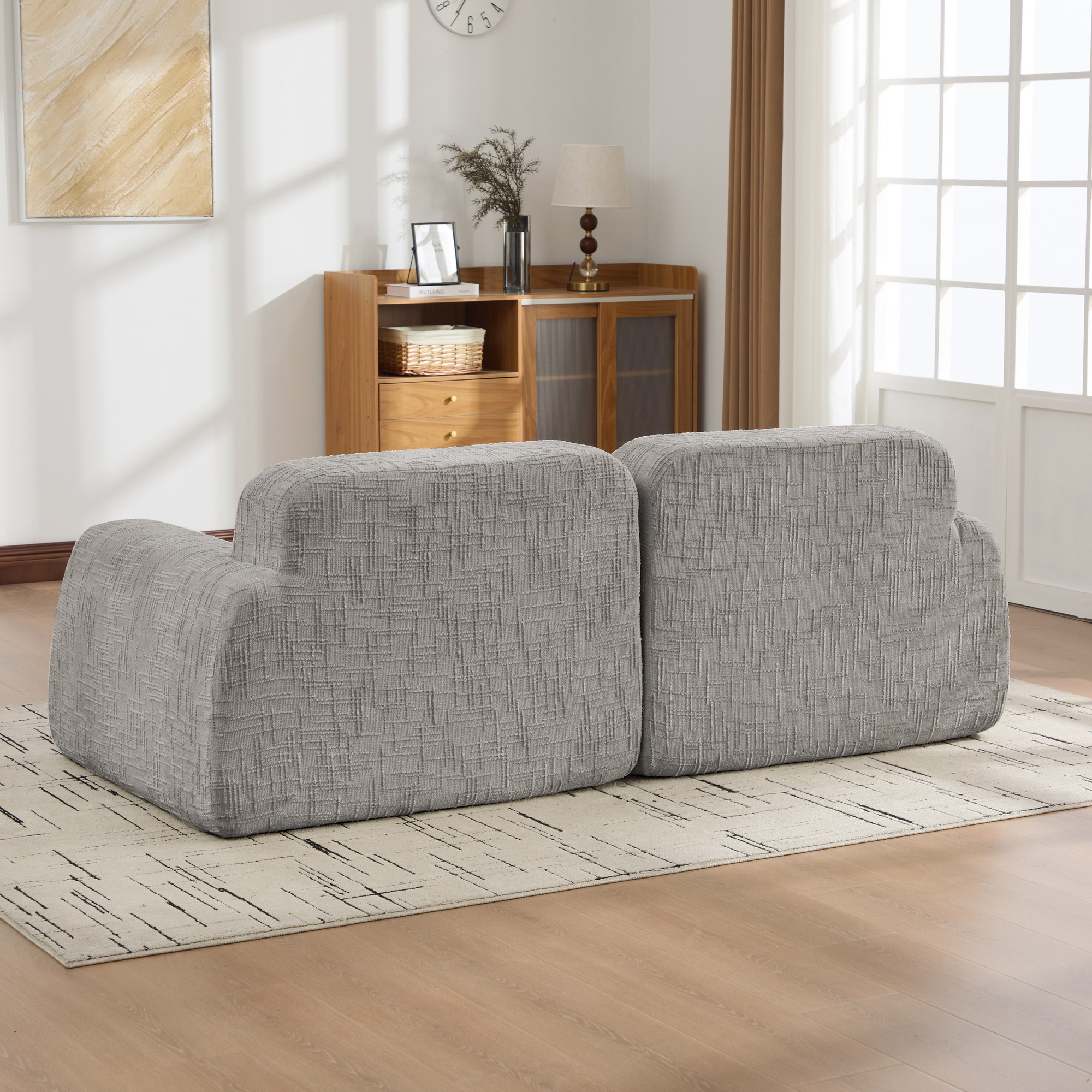 Canapé modulable compressé sans montage, mousse 30D haute élasticité antidérapant, facile à déplacer pour salon