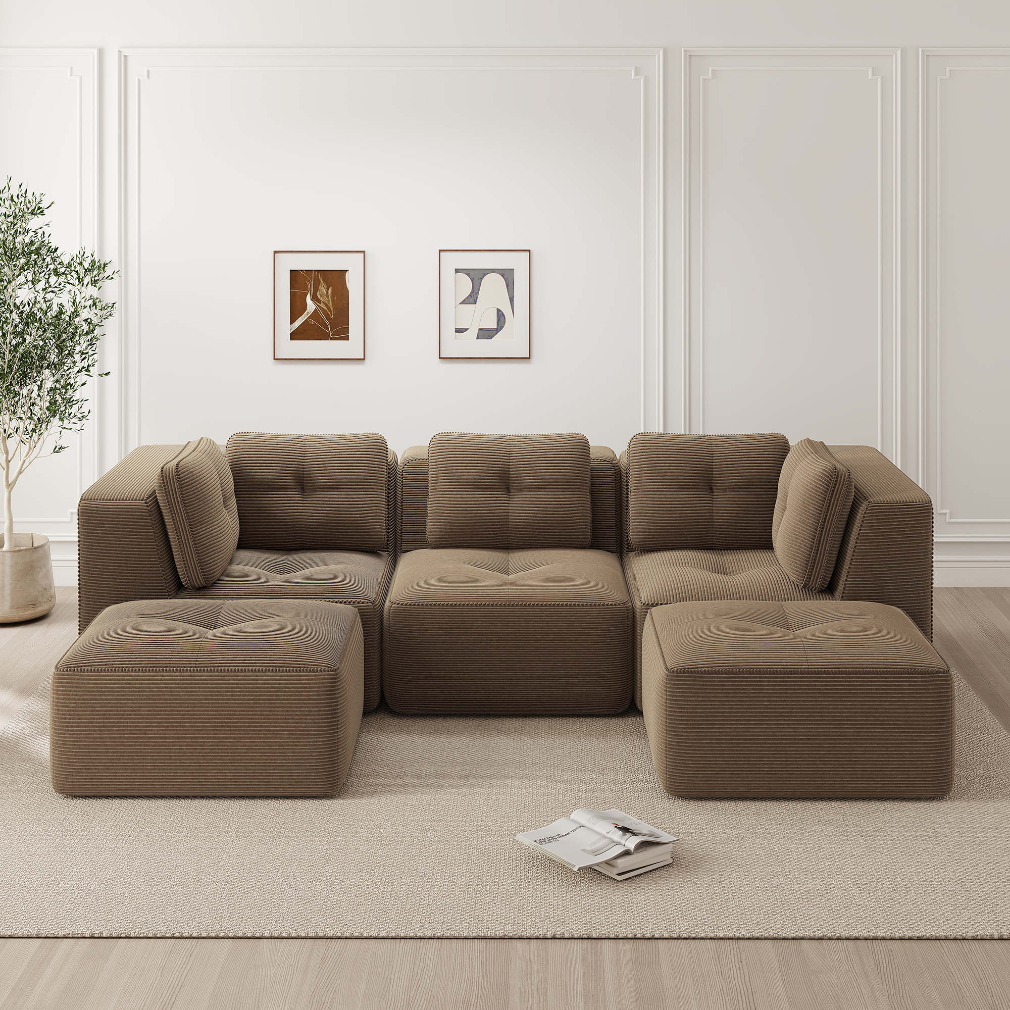 Canapé Modulable Avec Ottomane Profondeur 74 Cm Assise Profonde Confort Nuageux Design Moderne