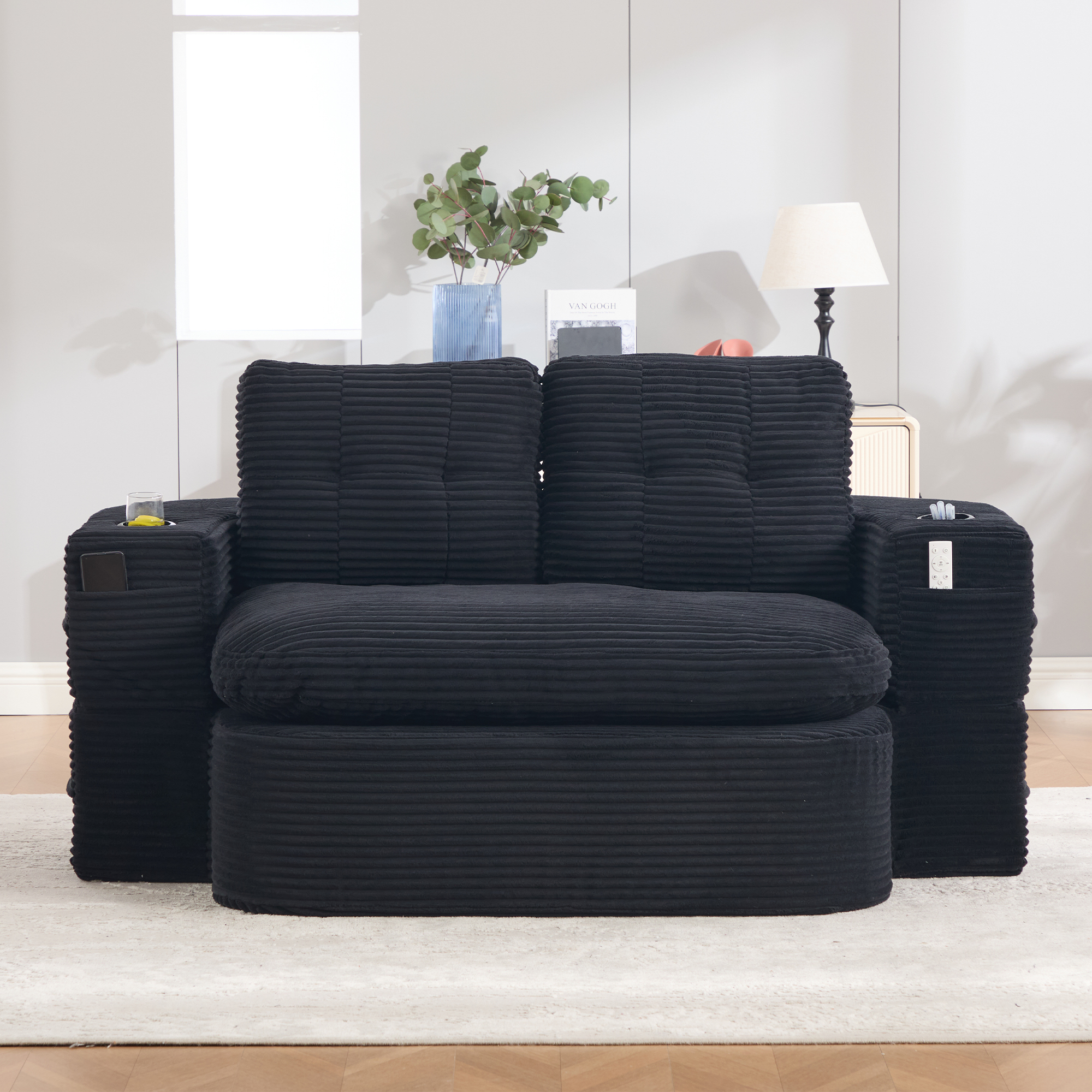 Canapé 2 places avec assise extra profonde et dossier haut, accoudoirs amovibles pour la relaxation