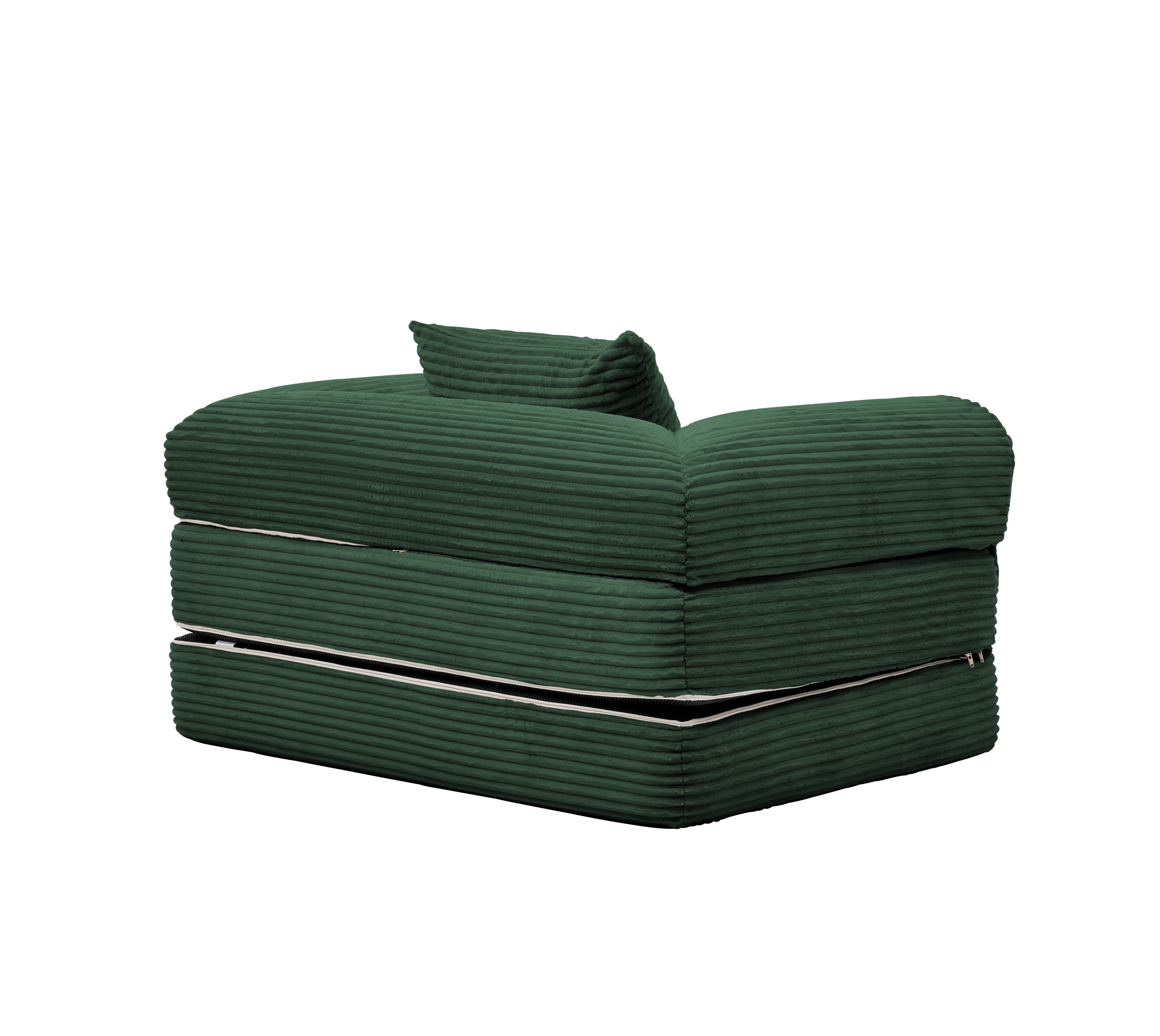 Fauteuil Convertible Lit Simple Vert - Canapé Single 120x85x65cm Tissu Côtelé sans Outil avec Coussin pour Petit Espace Salon