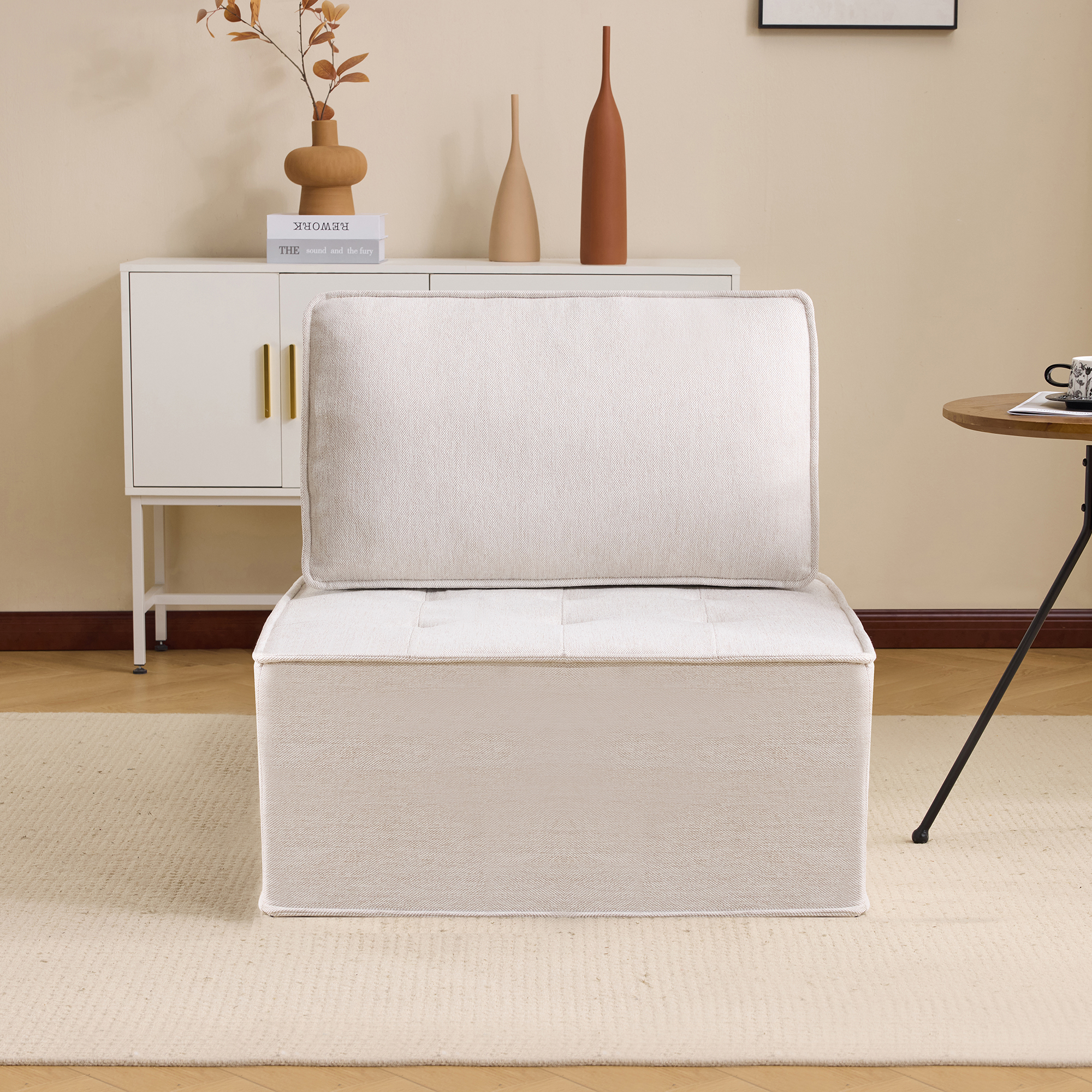 Fauteuil Ergonomique Léger À Monter Soi-Même Avec Tiroir De Rangement Intégré Beige