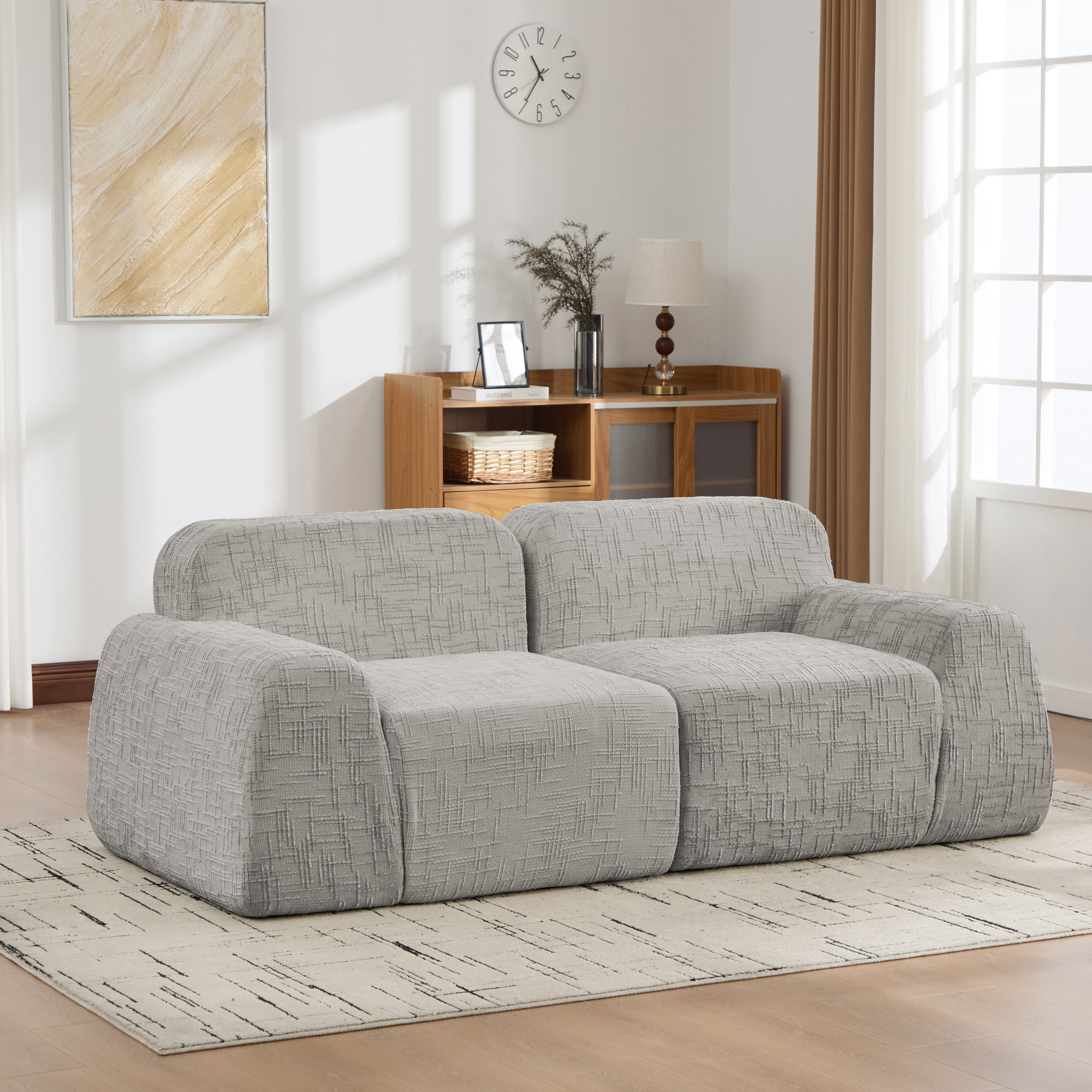 Canapé modulable compressé sans montage, mousse 30D haute élasticité antidérapant, facile à déplacer pour salon