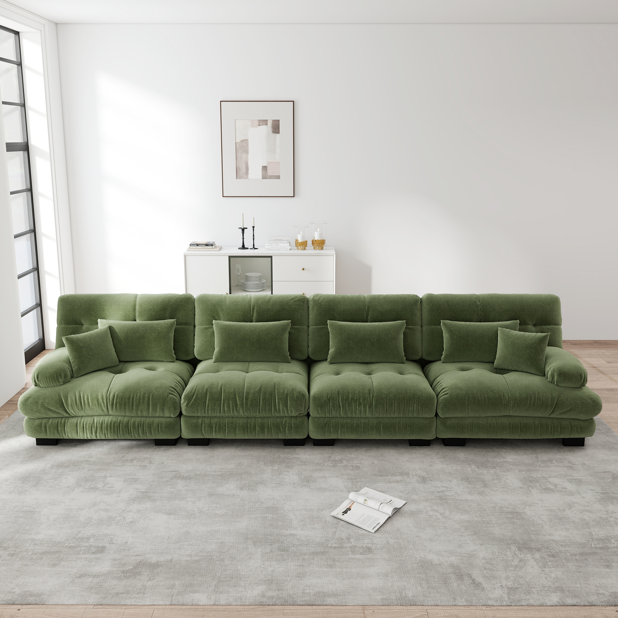 Canapé Modulable Confort Profond Coussins Sans Ressorts Support Ergonomique Accoudoirs Rembourrés